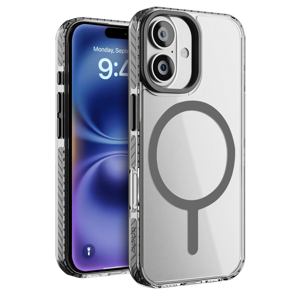 GRIPP Combat Hard TPU & Polycarbonate Back Cover for Apple iPhone 16 (MagSafe Compatible, Grey)