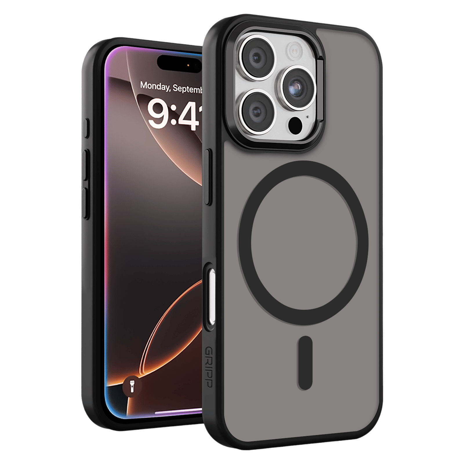 GRIPP Bolt Xtreme Hard & Soft TPU Back Cover for Apple iPhone 16 Pro Max (MagSafe Compatible, Black)