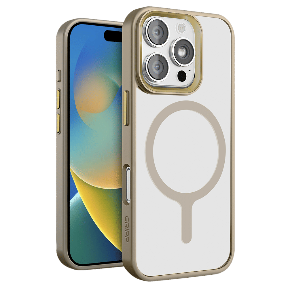 GRIPP Clarion Hard & Soft TPU & Polycarbonate Back Cover for Apple iPhone 16 Pro (MagSafe Compatible, Gold)