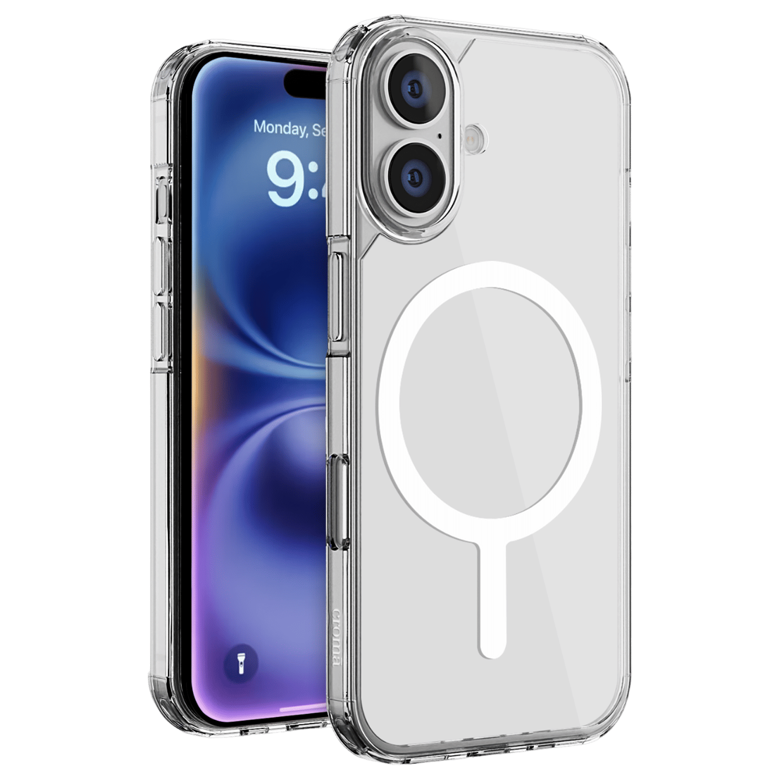 Croma TPU Back Cover for Apple iPhone 16 Plus (MagSafe Compatible, Transparent)