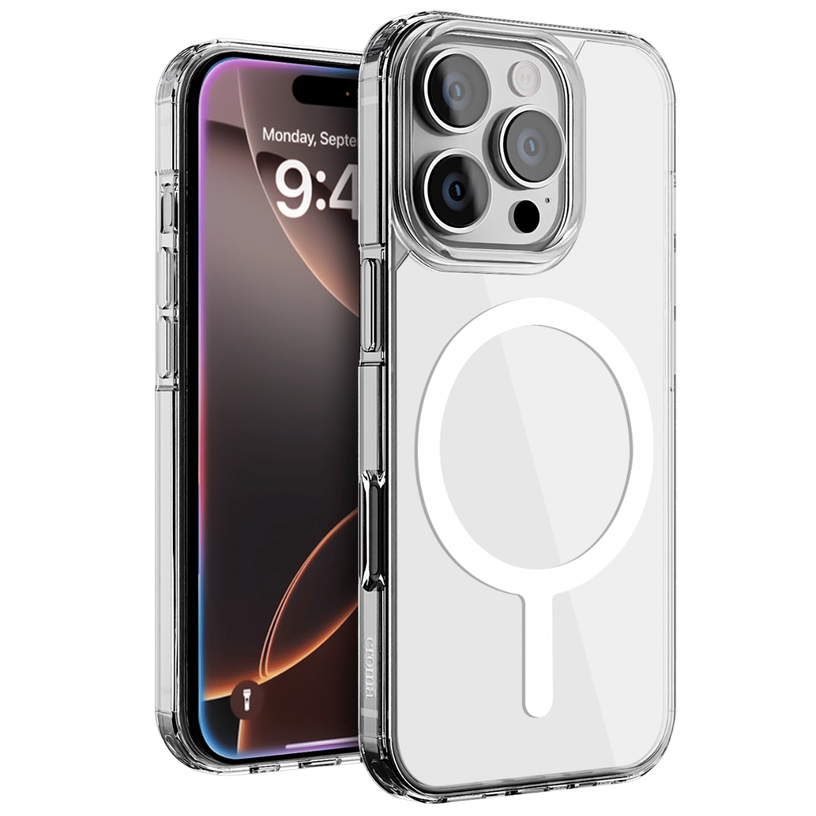 Croma Tempered Glass & TPU Back Cover Combo for Apple iPhone 16 Pro Max (MagSafe Compatible, Transparent)