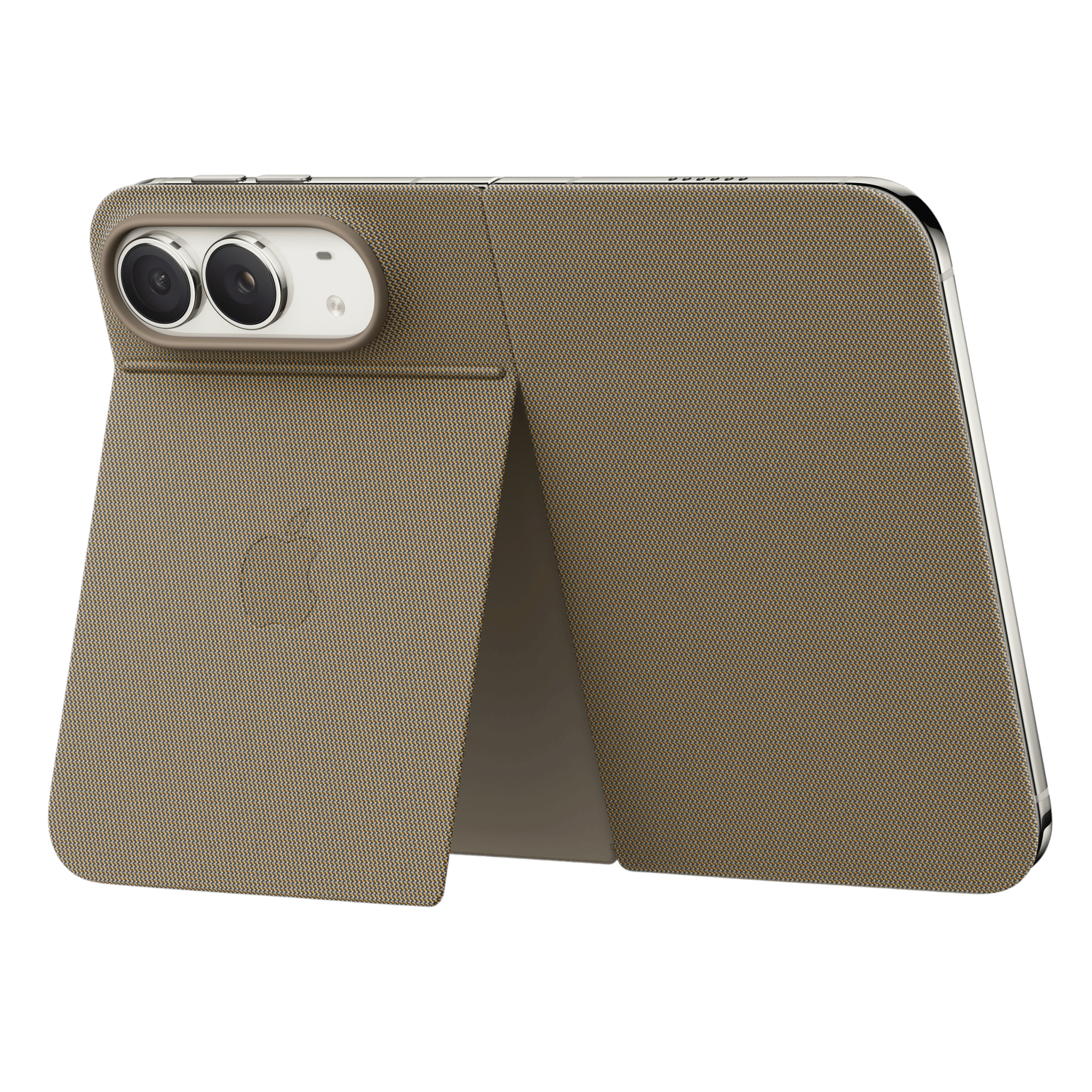 Apple Hard Fabric Back Cover for Apple iPhone Duo (With Kickstand, Taupe)