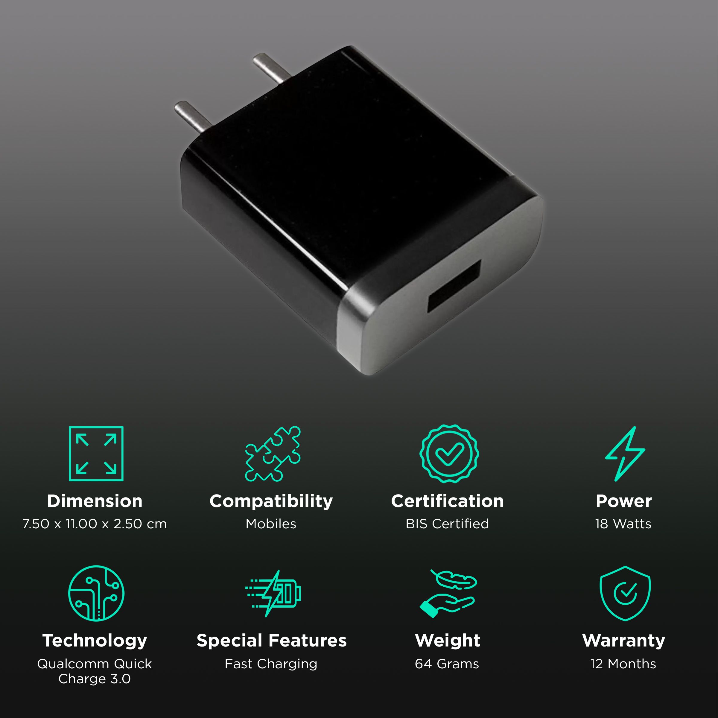 Redmi Note Mi 18 Watt Dual Port Charger Mi 18W Type A Fast Charger