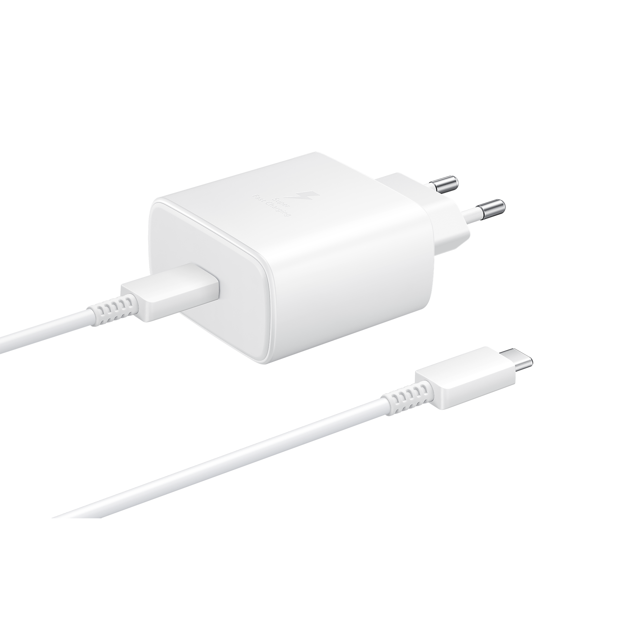 SAMSUNG 45W Type C Fast Charger (Type C to Type C Cable, Support PD  PPS, White)