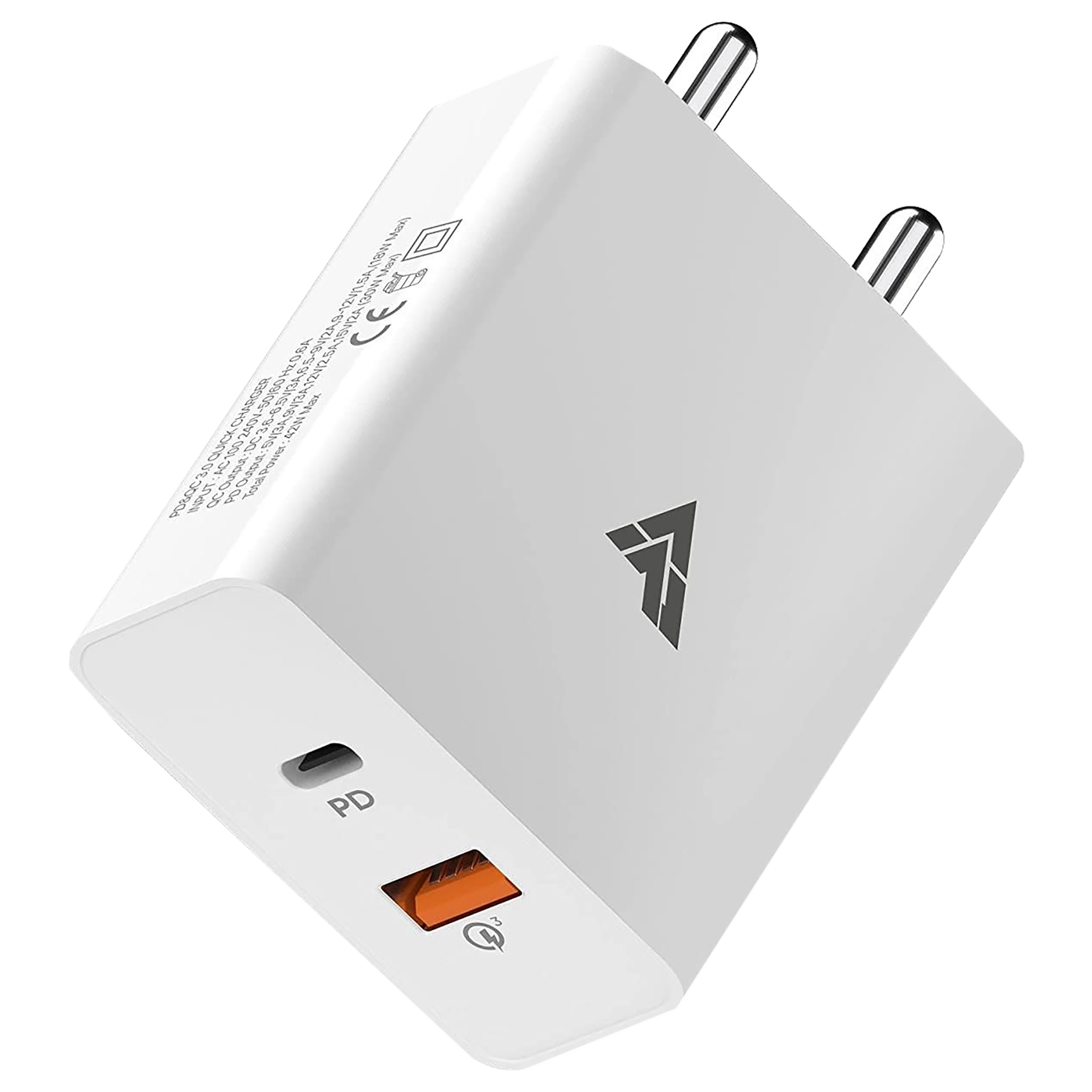 Vaku 20W Type A & Type C 2-Port Fast Charger (Adapter Only, Multiple Safety Chips, White)