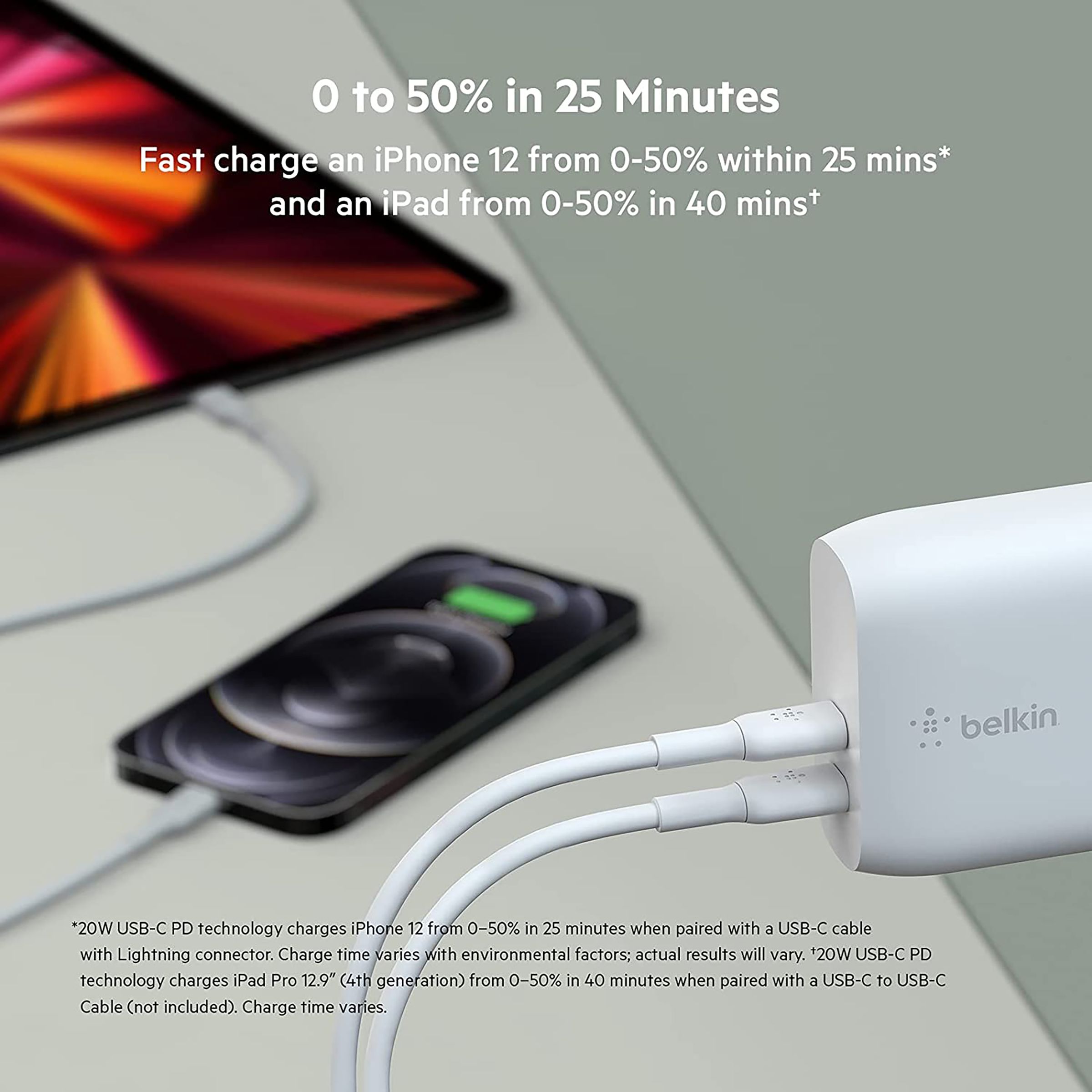 Belkin BEL 40W Dual USB-C WAL Charger W/O Cable