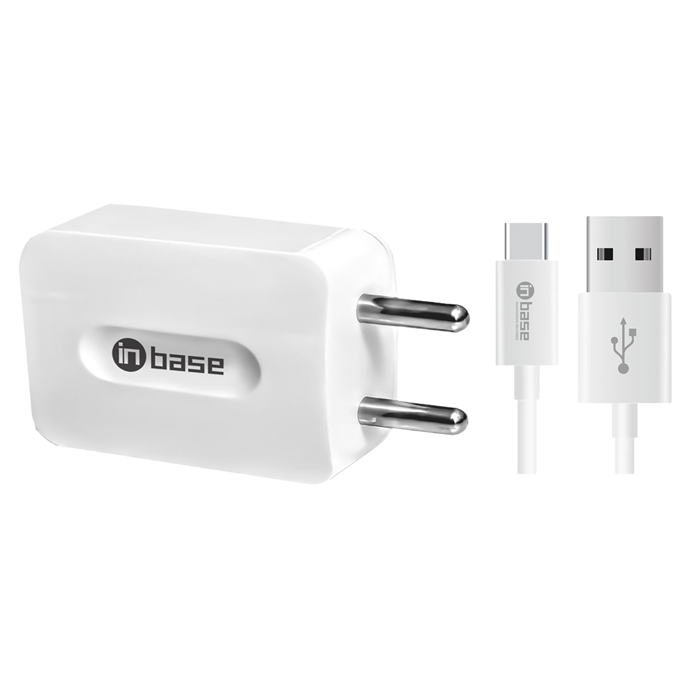 Inbase Type A 2-Port Fast Charger (Type A to Type C Cable, Multiple Protection, White)