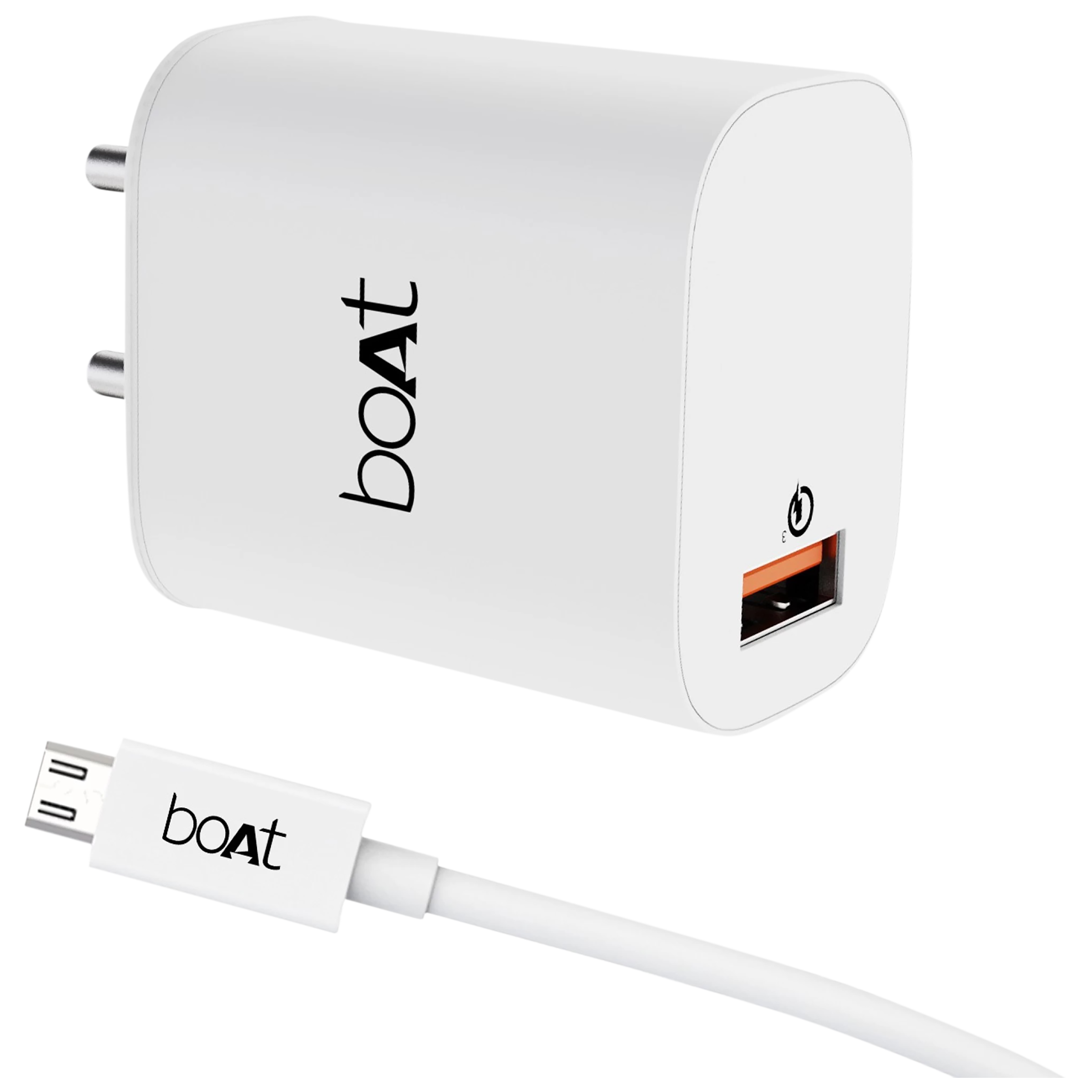 boAt WCD 18W Type A Fast Charger (Type A to Micro USB Cable, Smart IC Protection, White)