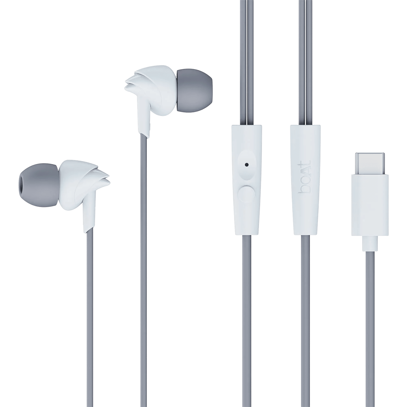 boAt Bassheads 300C Wired Earphone with Mic (USB Type-C Connector, In Ear, Cool Grey)