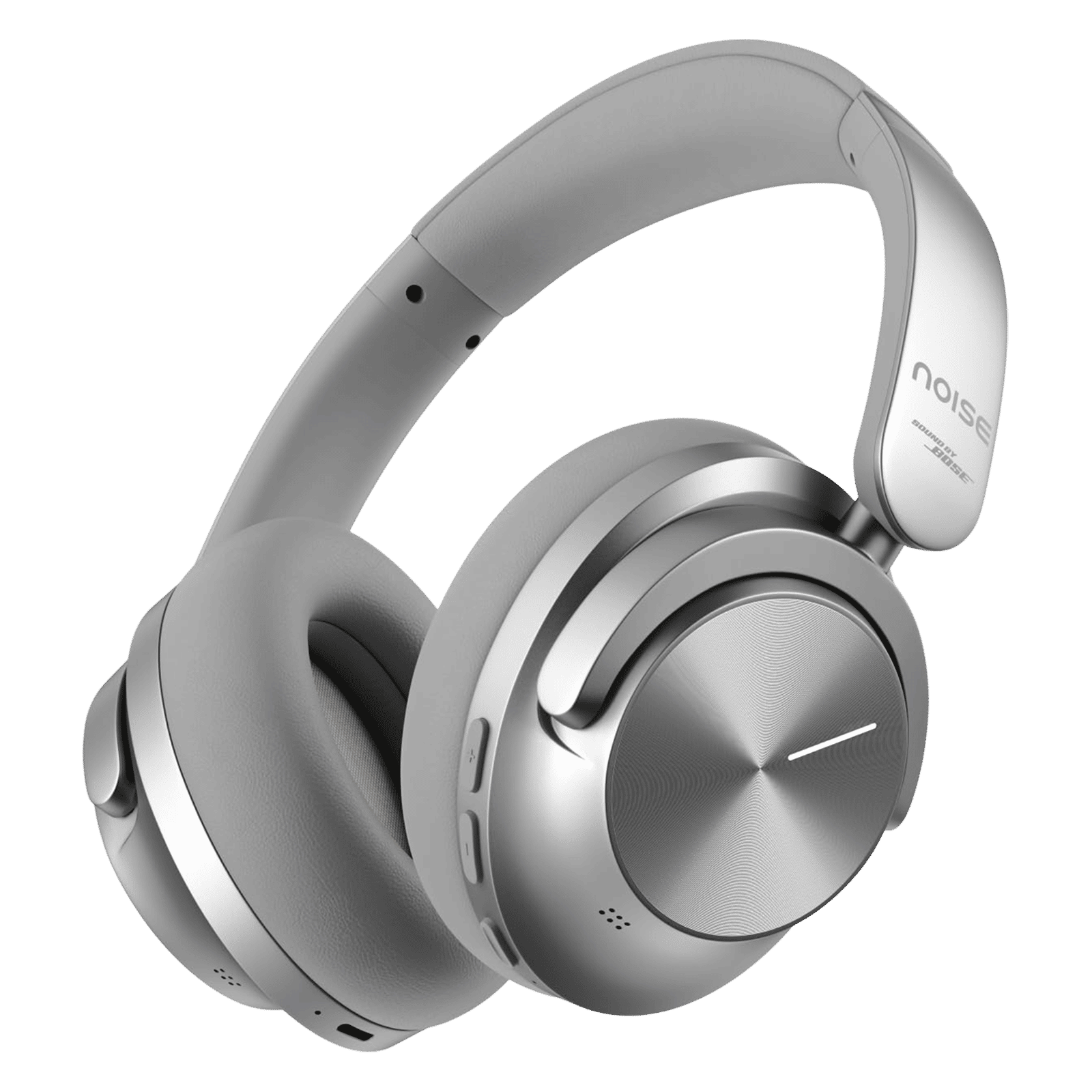 noise Master Buds Max Bluetooth Headphone with Mic (Adaptive Active Noise Cancellation, Over Ear, Silver)