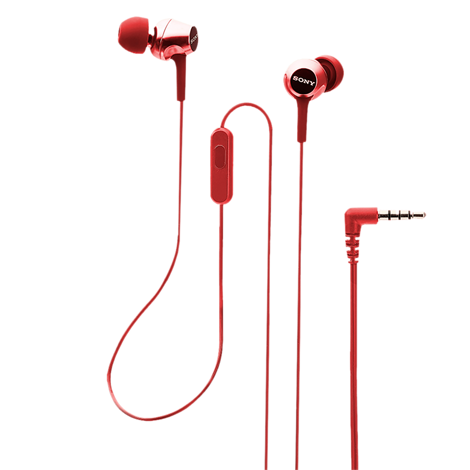Sony MDR-EX155AP In-Ear Wired Earphones with Mic (Red)