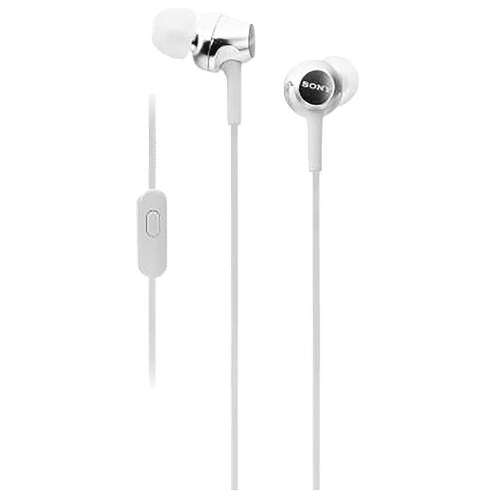Sony MDR-EX155AP In-Ear Wired Earphones with Mic (White)