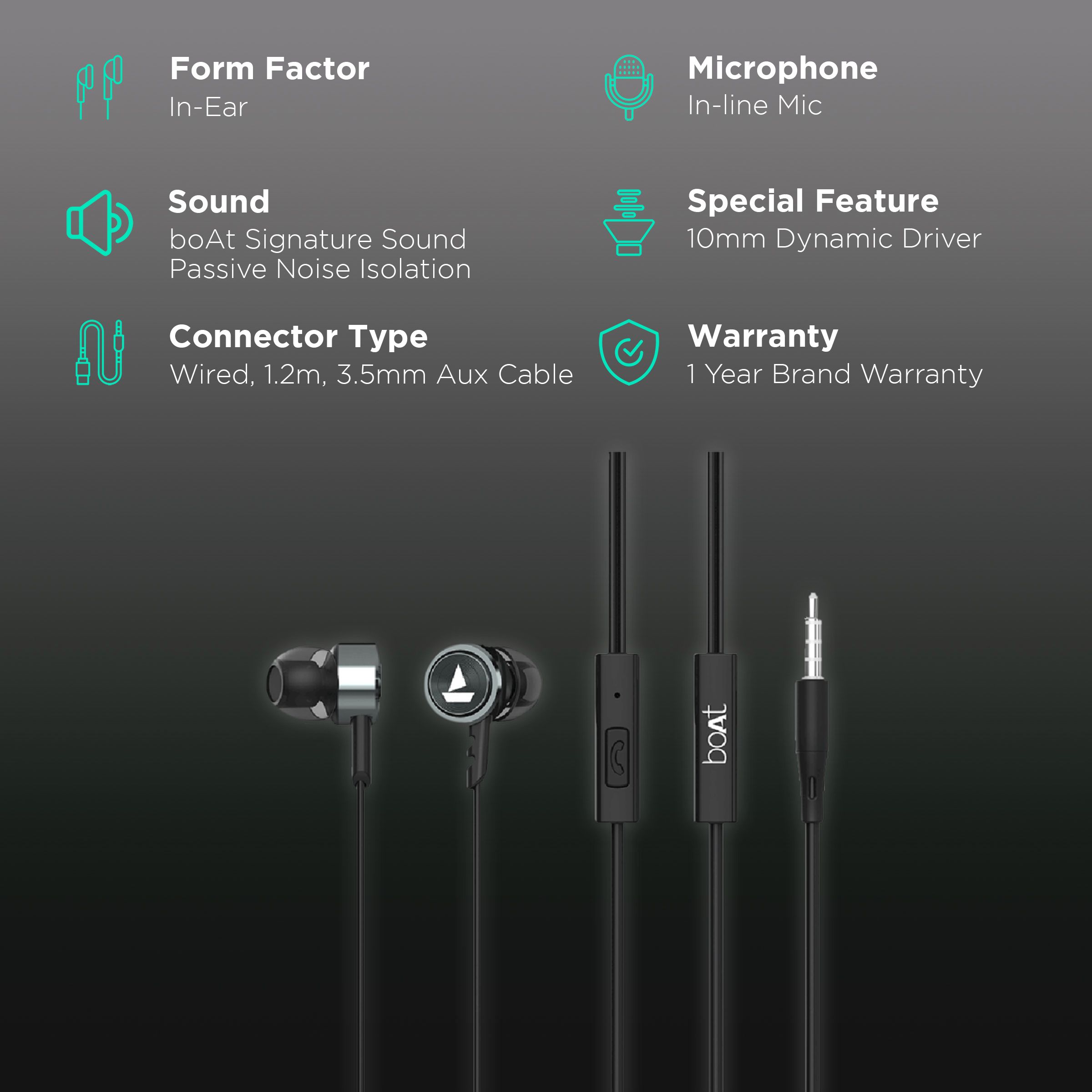 Boat Bassheads 122 Active Noise Cancelling Wired Earphones Buy