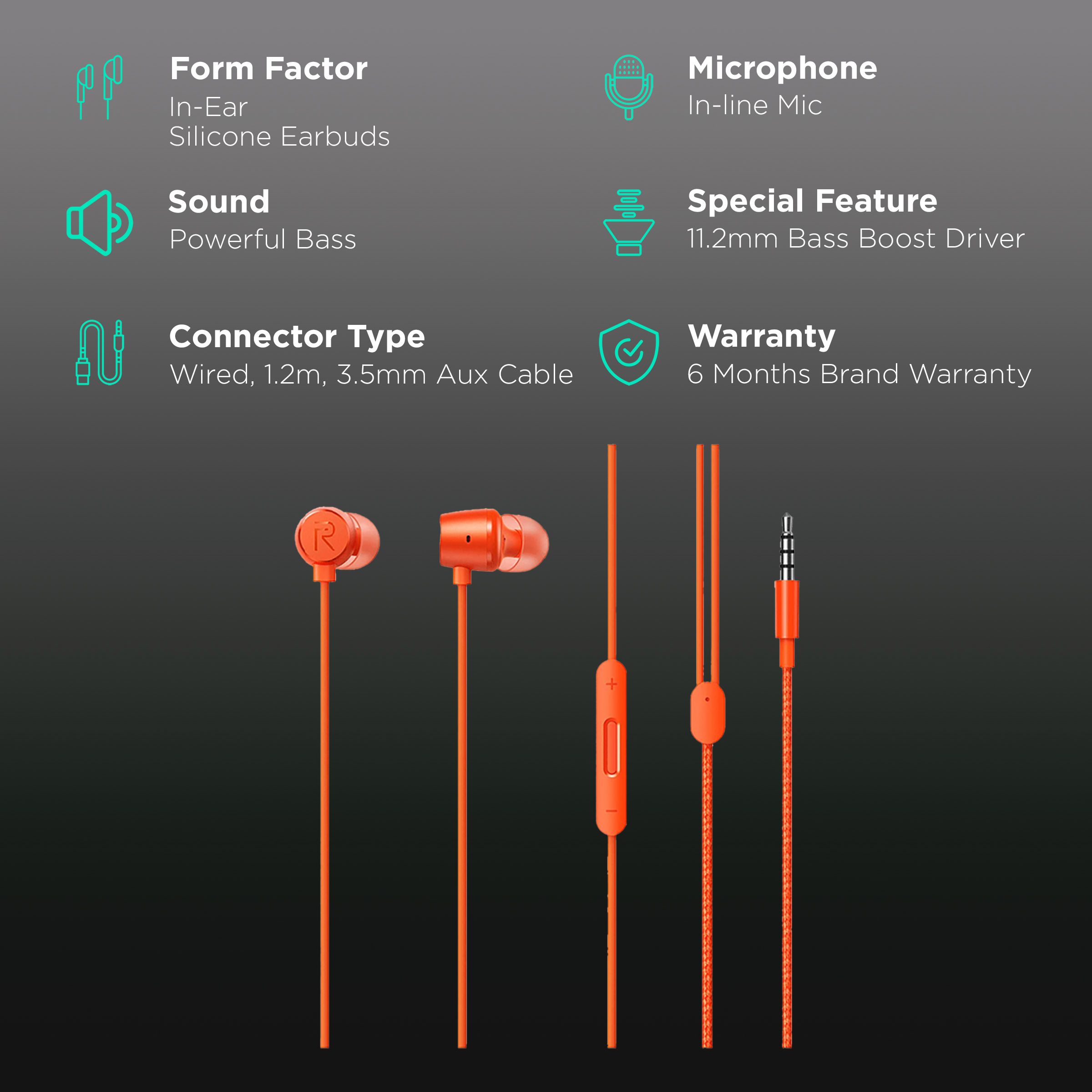Buy realme Buds RMA155 Wired Earphone with Mic (In Ear, Orange