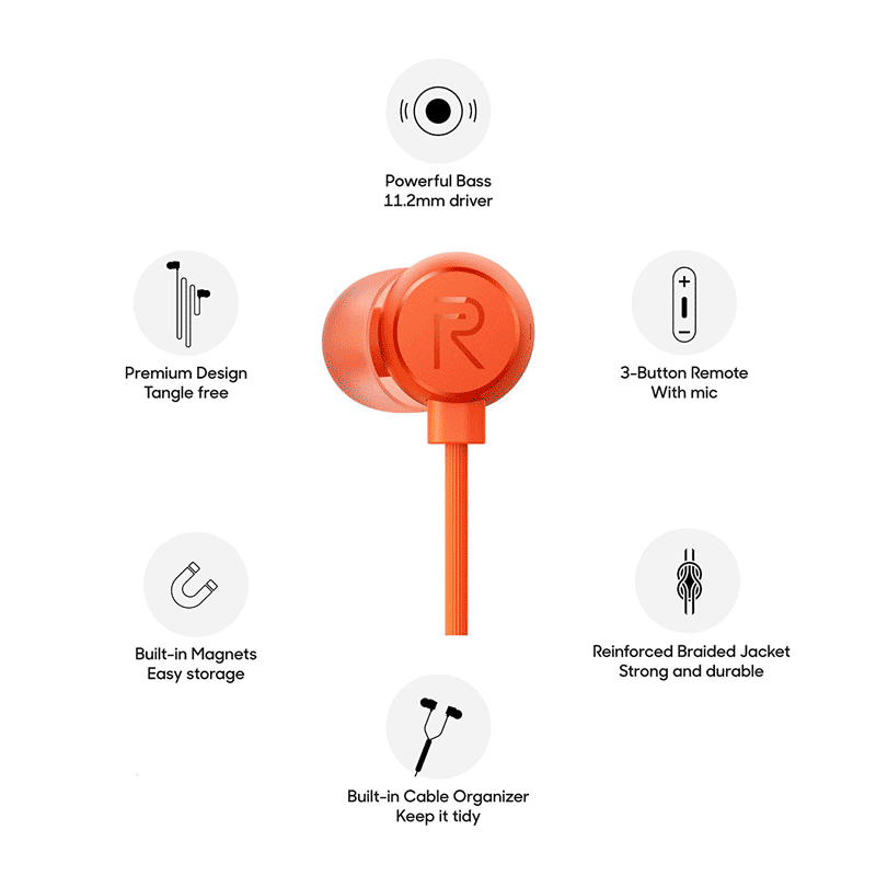 Buy realme Buds RMA155 Wired Earphone with Mic (In Ear, Orange