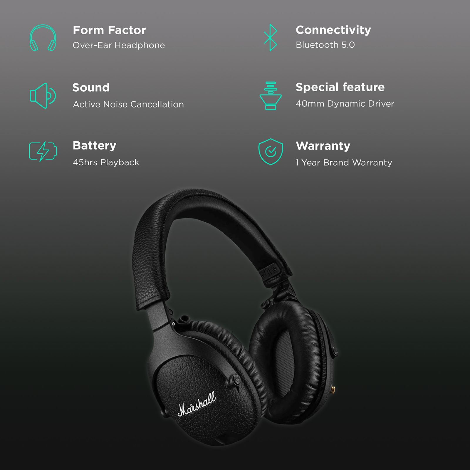 Buy Marshall Monitor II MS-MNTRANCBT Bluetooth Headset with Mic