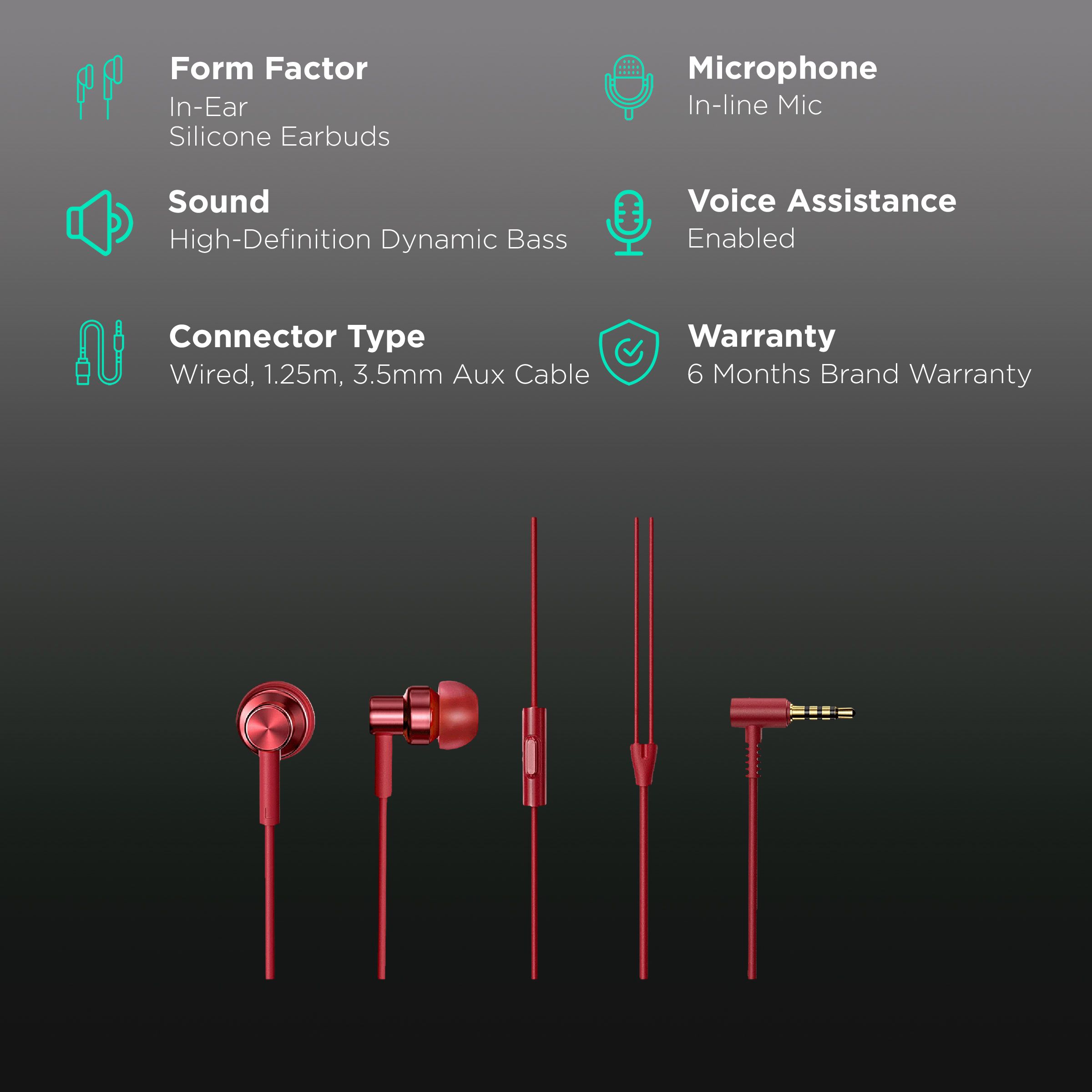 Buy Redmi BHR4206IN Wired Earphone with Mic (In Ear, Red) Online