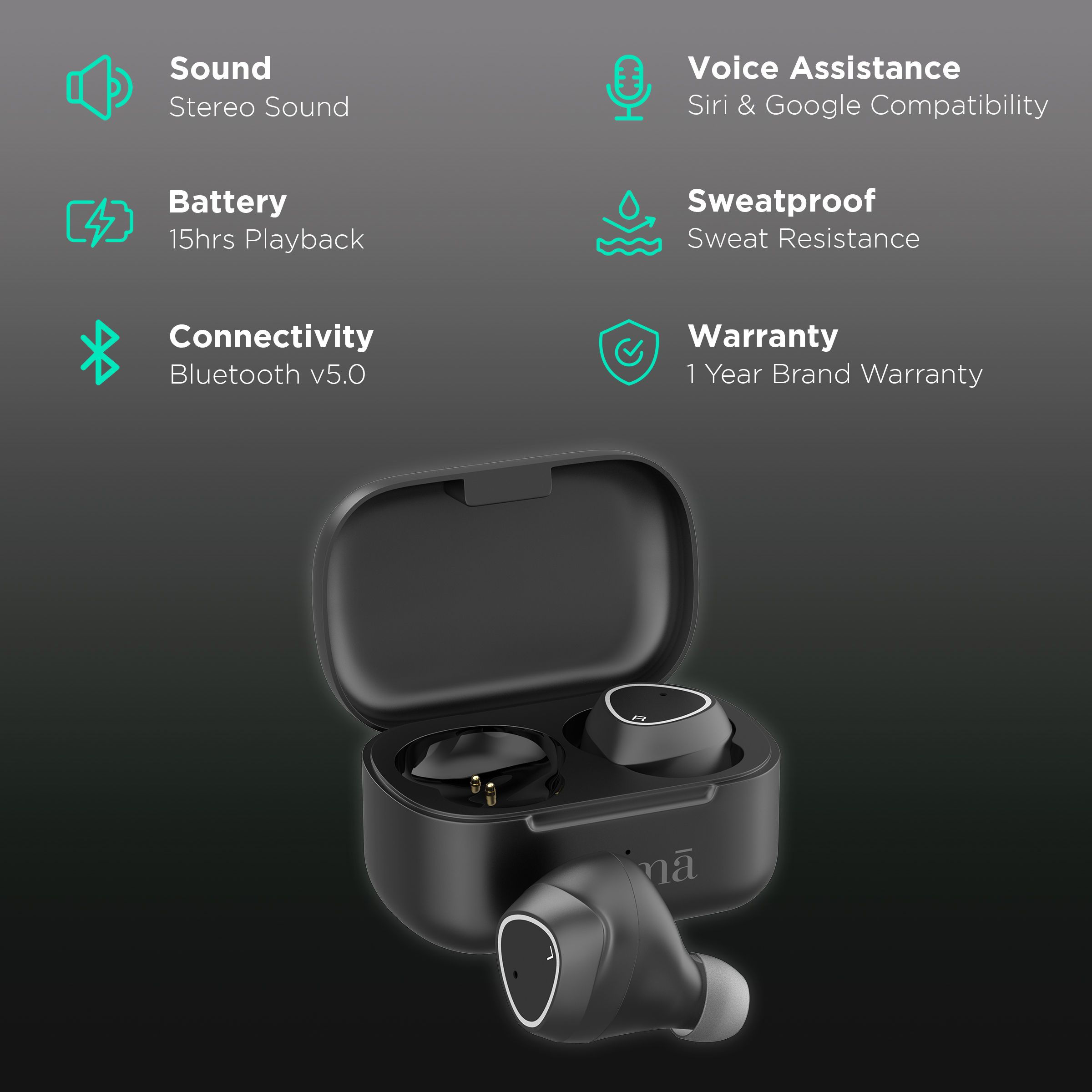 Buy Croma TWS Earbuds with Noise Isolation (Sweat Resistant, 15