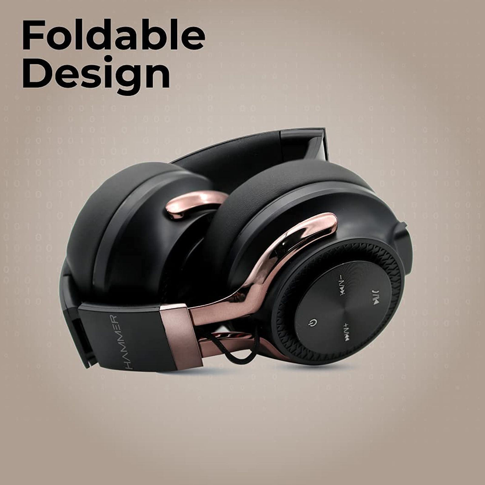 HAMMER Bash Bluetooth Headset with Mic (8 Hours Playback, On Ear, Black)