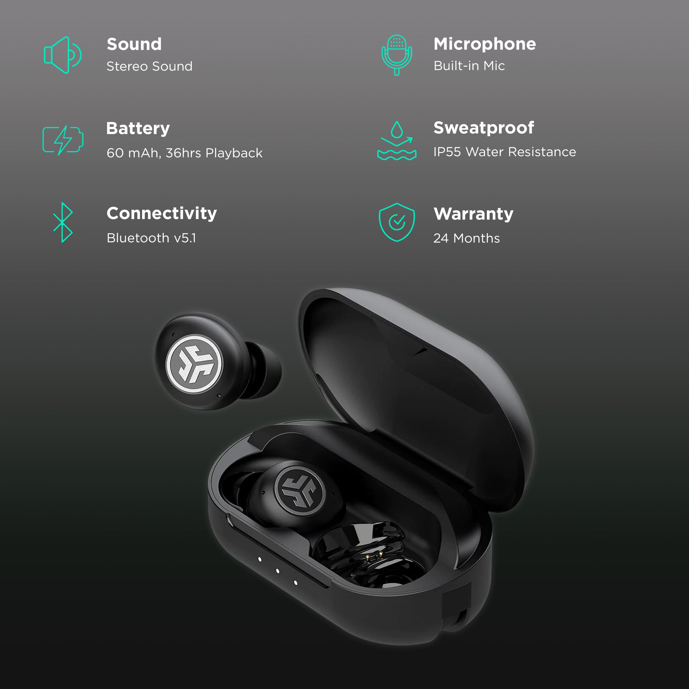 Buy JLAB Jbuds Air Pro TWS Earbuds (IP55 Sweat Proof, 36 Plus