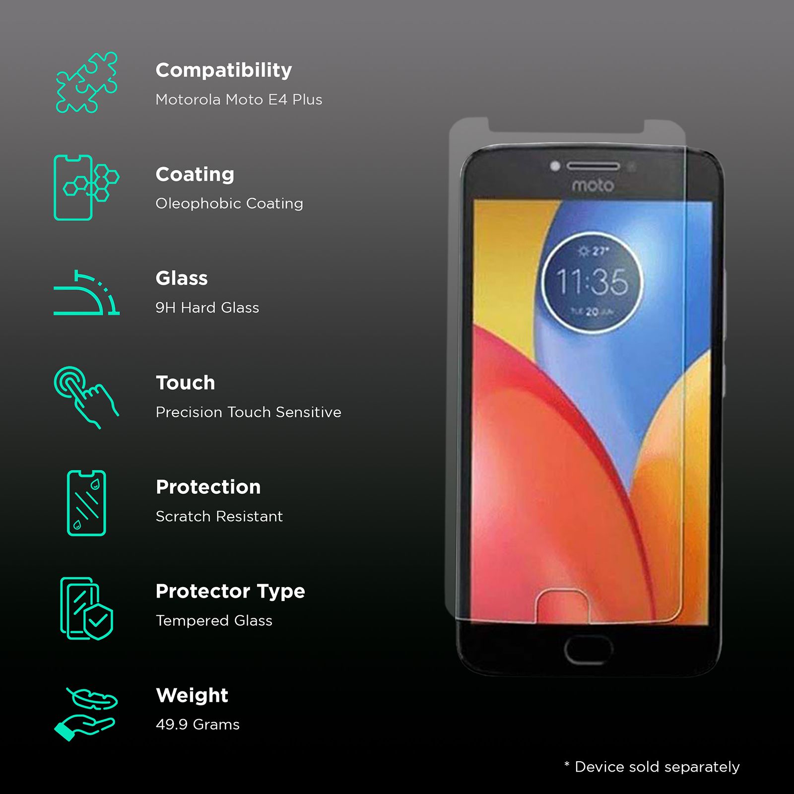 Buy scratchgard Tempered Glass for Motorola Moto E4 Plus (Scratch