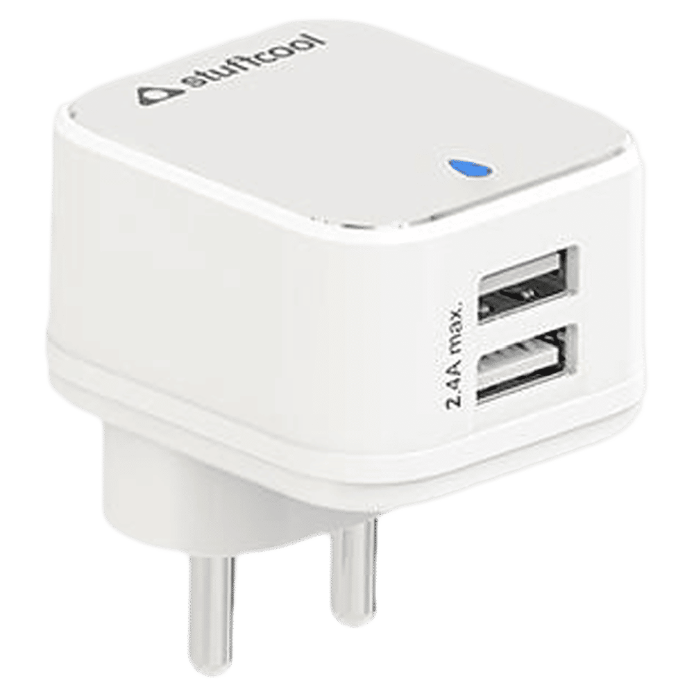 stuffcool Mars 2.4 Amp Dual USB Wall Charging Adapter (WCMARS-WHT, White)