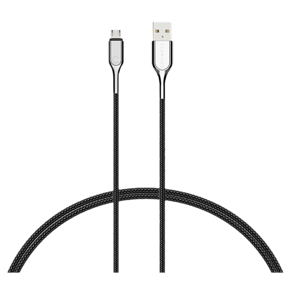 CYGNETT Armoured Type A to Micro USB 6.5 Feet (2M) Cable (Double Braided Nylon, Black)