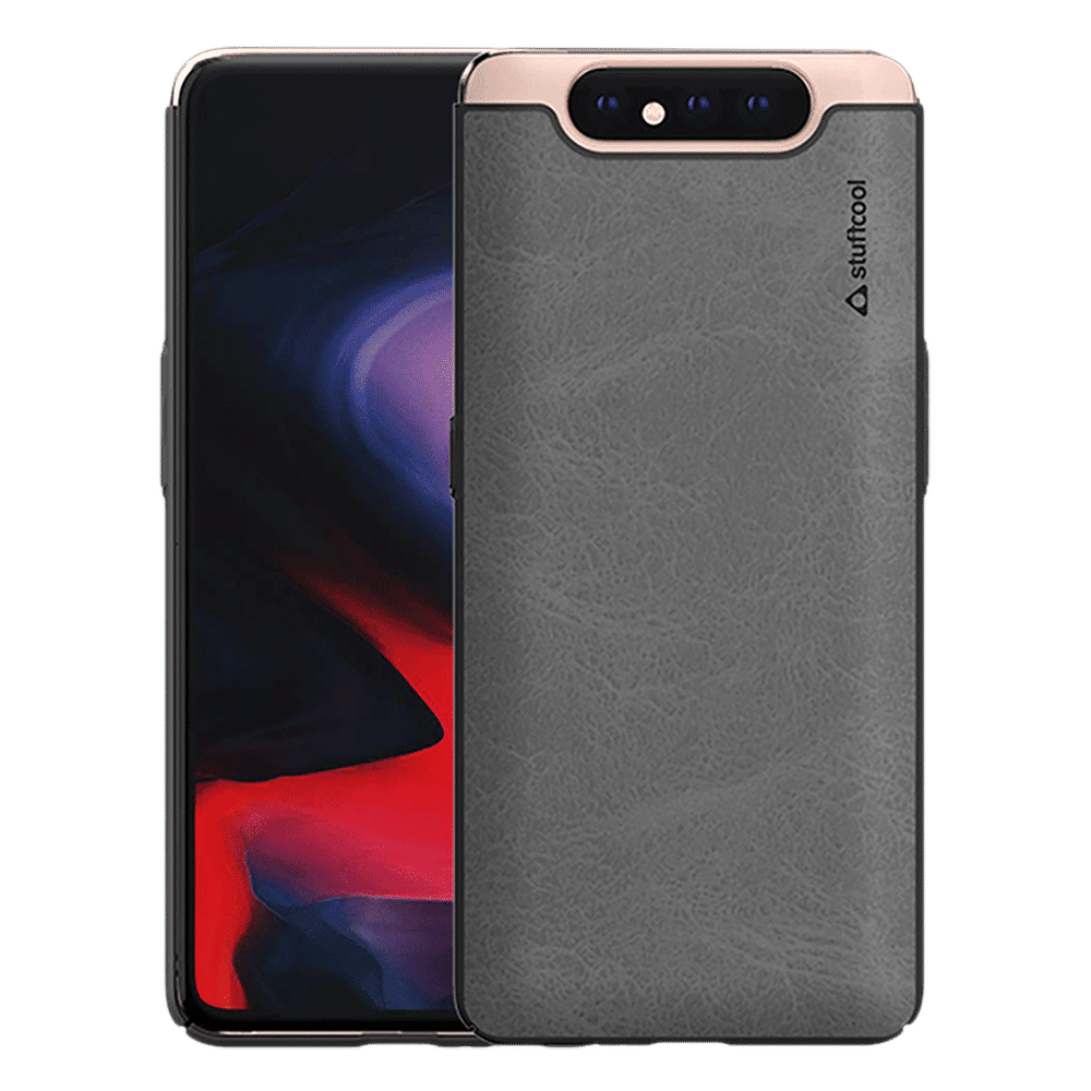 stuffcool Rego PU Leather Back Cover for SAMSUNG Galaxy A80 (Wireless Charging Compatible, Black)