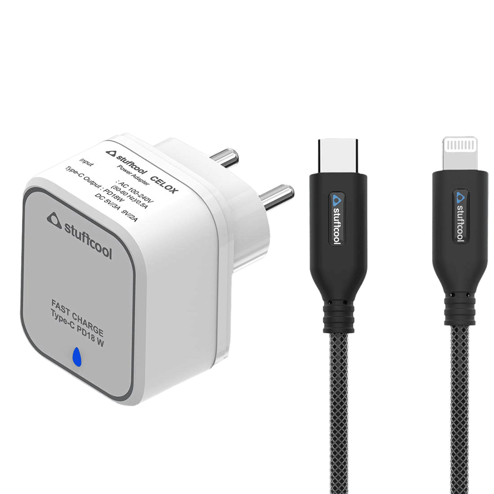 stuffcool Celox 18 Watts 1-Port USB Wall Charging Adapter (PD18W, White)