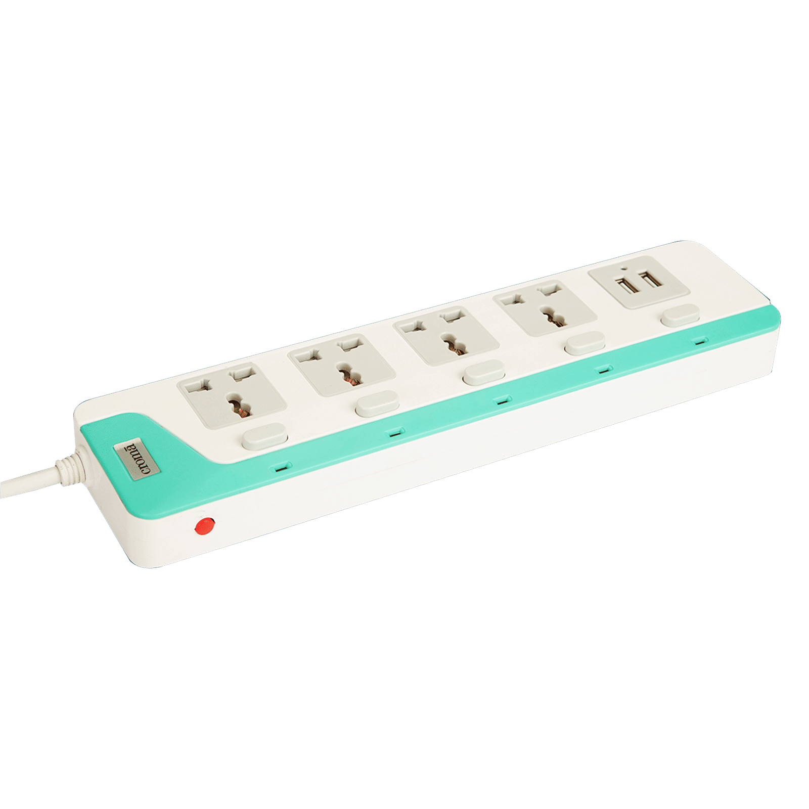 Croma 6 Amps 4 Sockets Surge Protector with Individual Switch (2 Meters, Child Safety Shutters, CRCP1001, Blue)