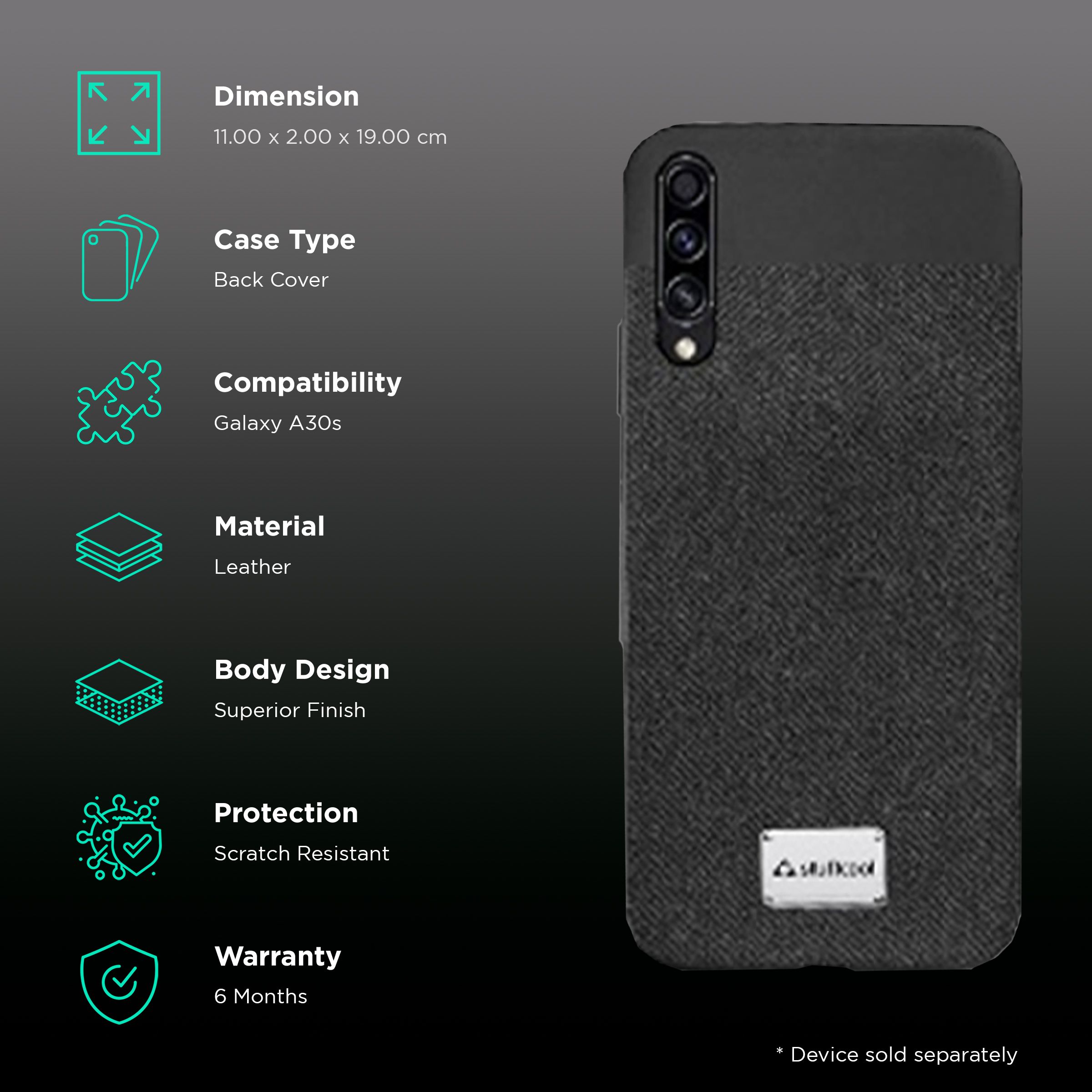 stuffcool BONSGA30S Leather Back Cover for Samsung Galaxy A30s (Camera  Protection, Black)