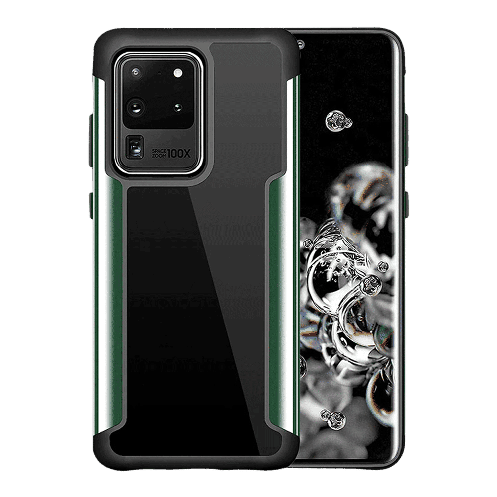 in base Ipak Tuf Polyurethane Back Cover for SAMSUNG Galaxy S20 Ultra (Lightweight, Green with Black)