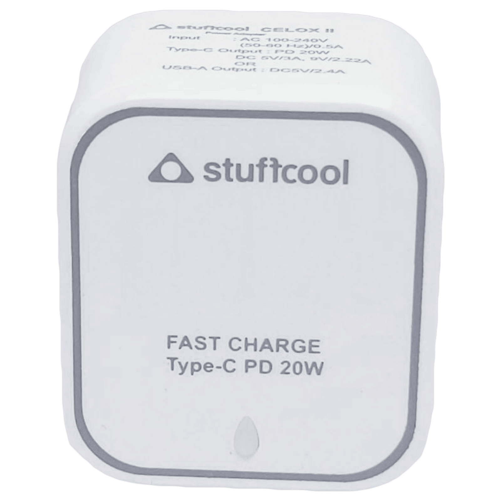 stuffcool Celox2 20W Type A & Type C 2-Port Fast Wall Charger (Adapter Only, BIS Certified, White)