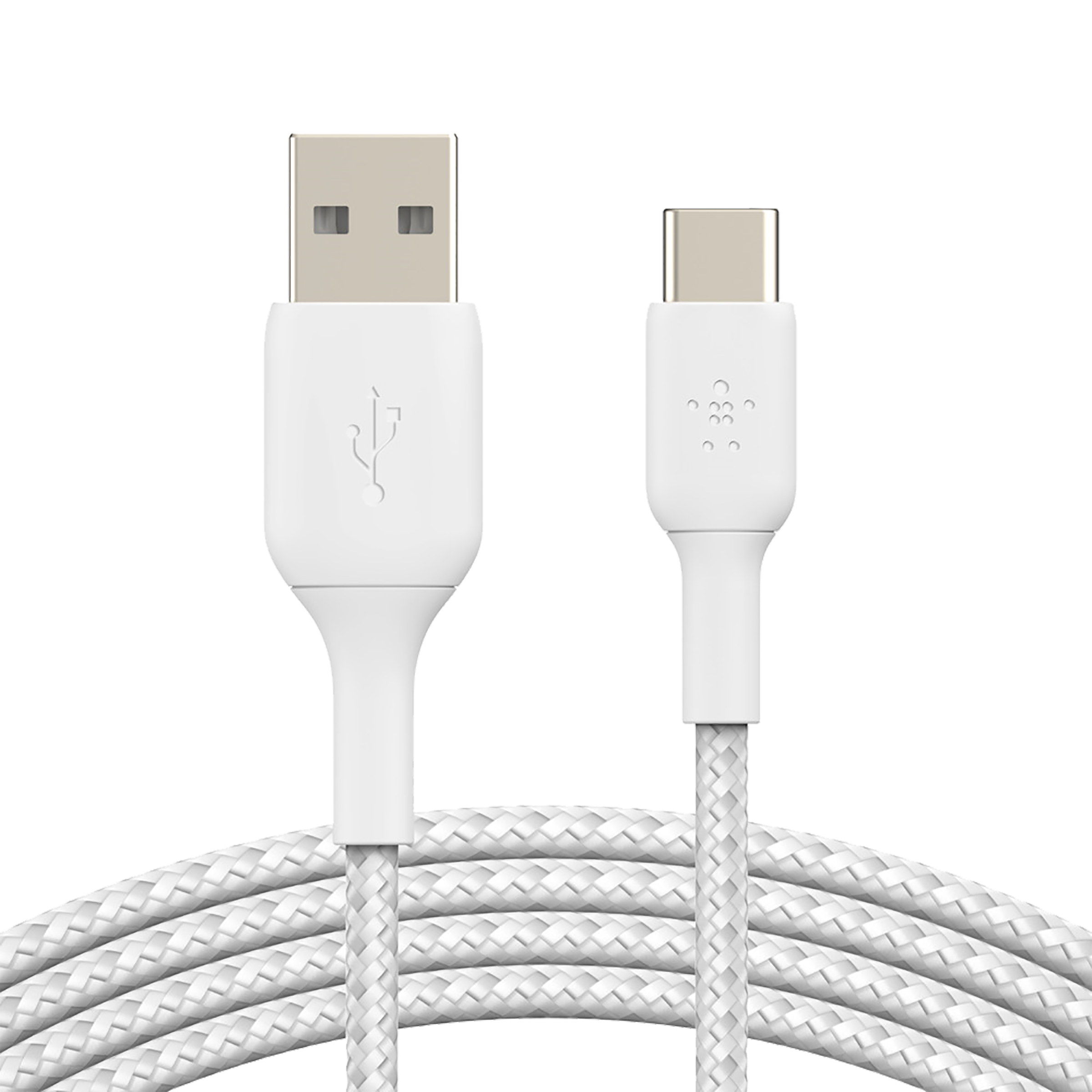 belkin BoostCharge Type A to Type C 6.5 Feet (2M) Cable (Nylon Braided, White)