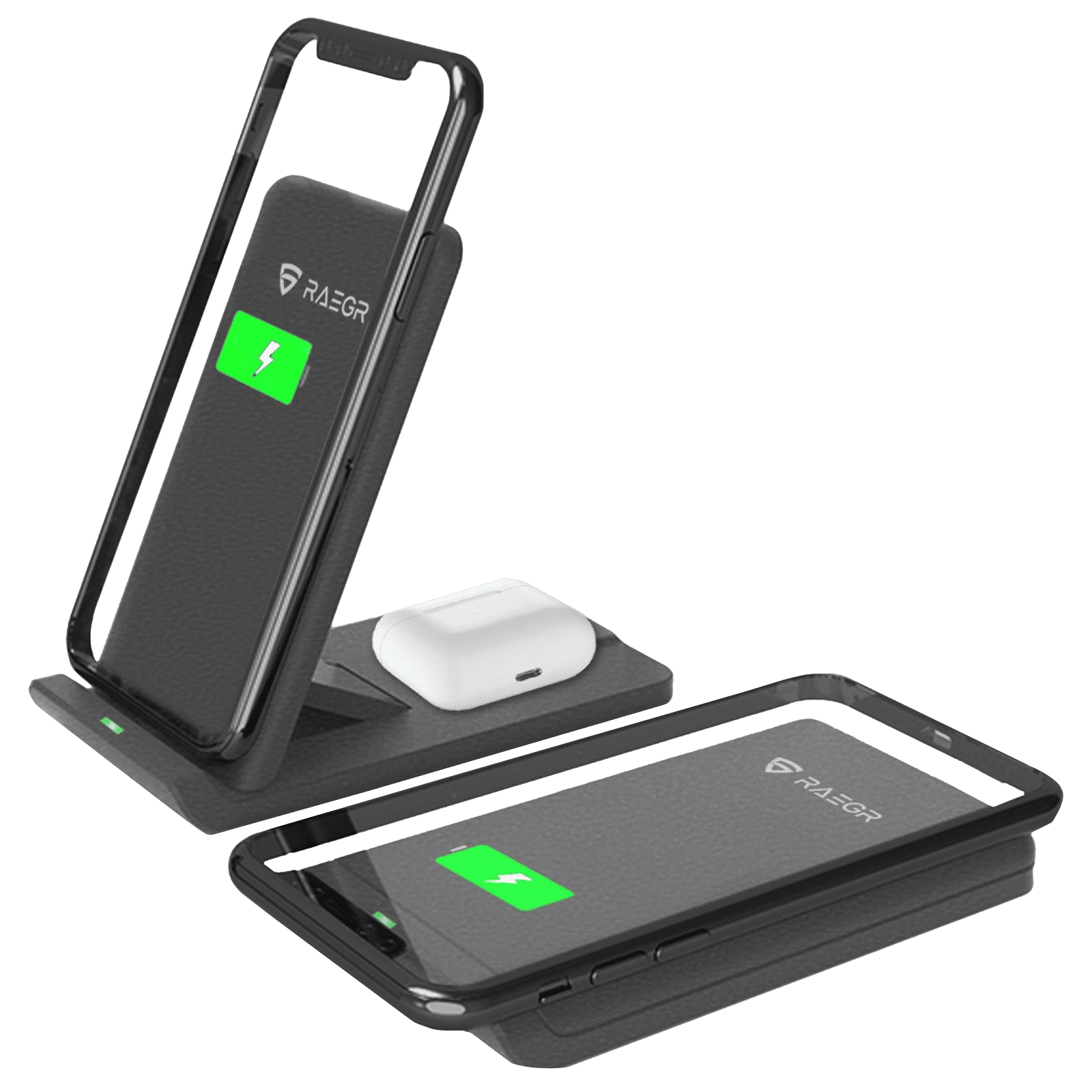 RAEGR Arc 1100 10W Wireless Charger for iOS and Android (Qi Certified, Over Voltage Protection, Sandstone Black)