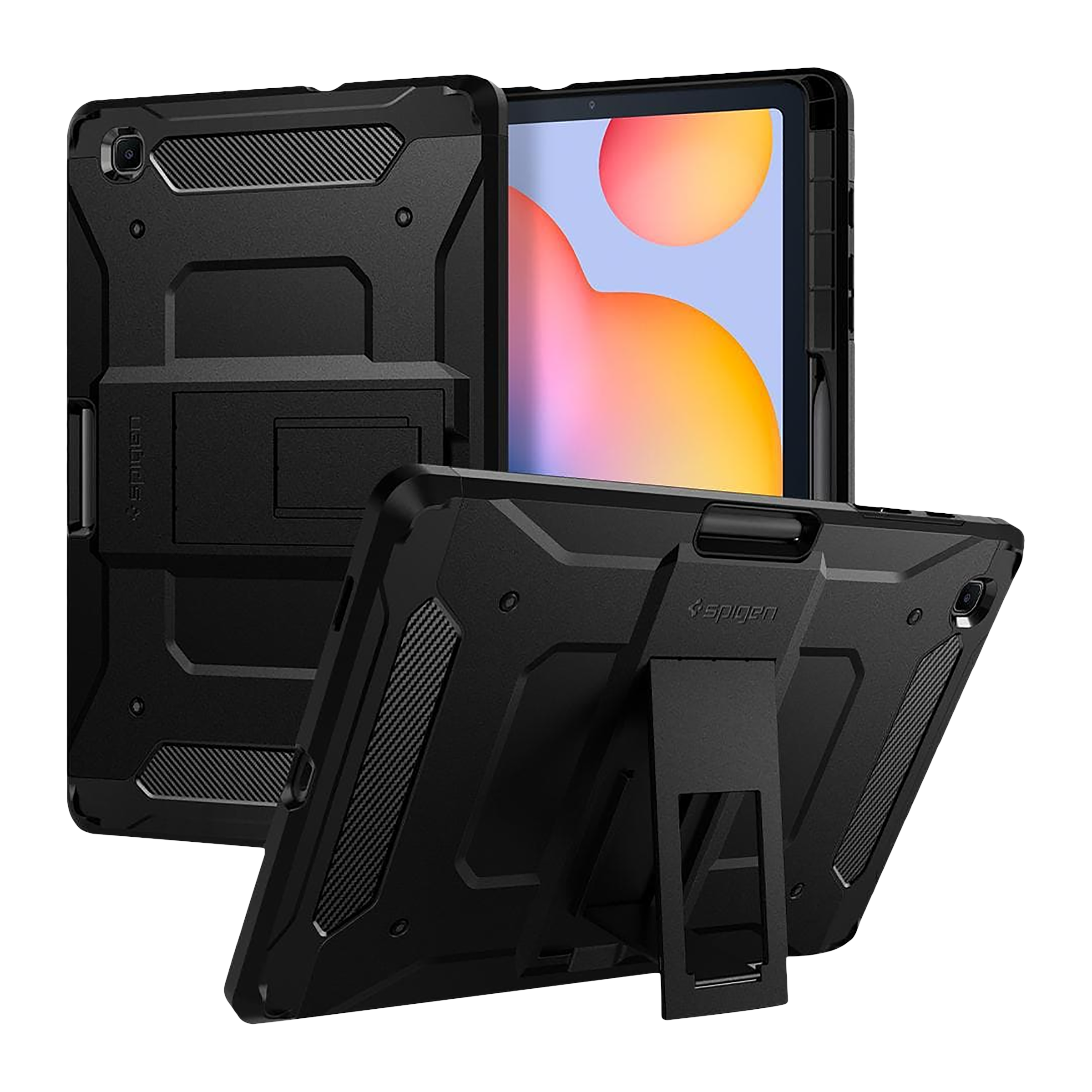 spigen Tough Armor Pro TPU & Polycarbonate Back Cover for SAMSUNG Galaxy Tab S6 Lite (Support S Pen Holder, Black)