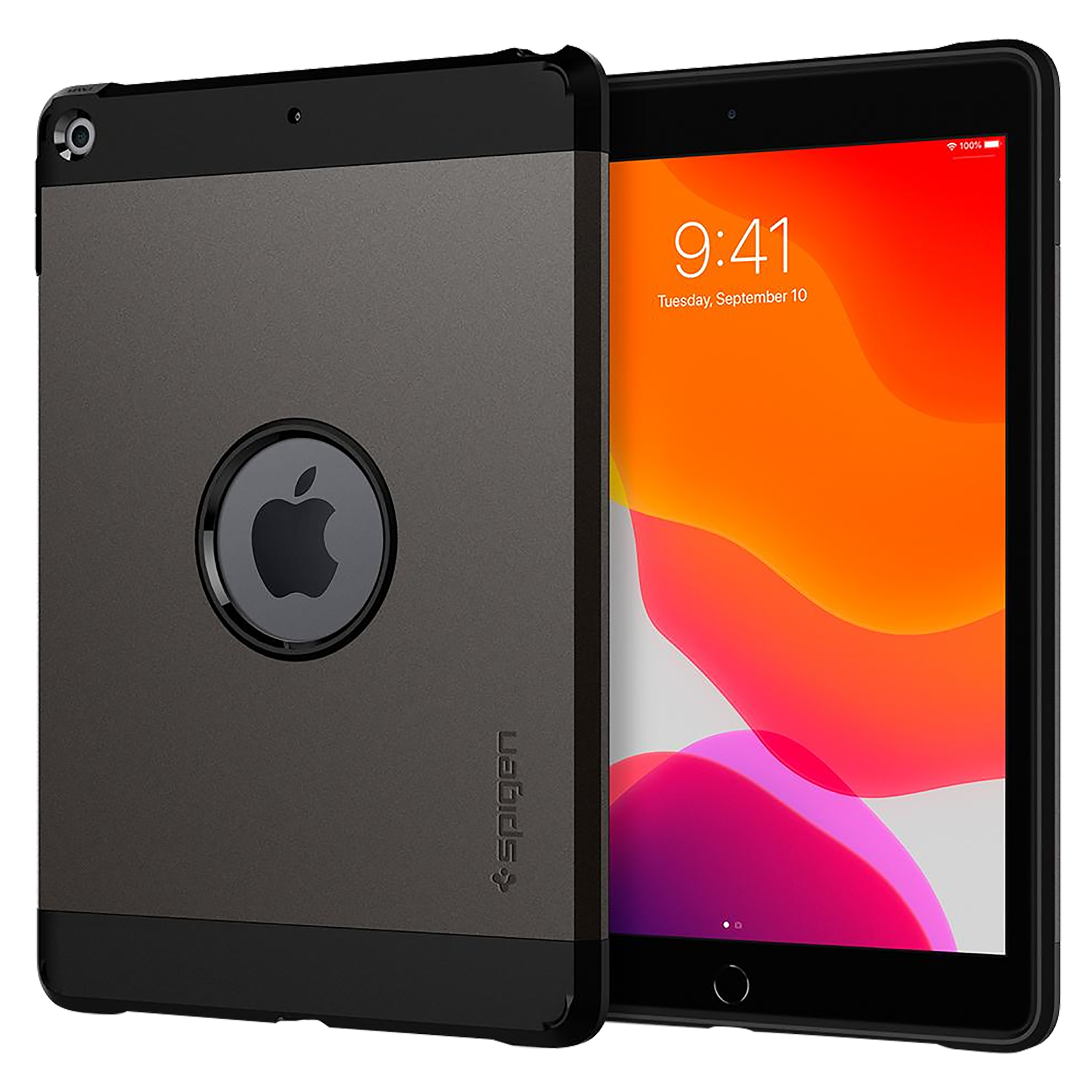 spigen Tough Armor Hard Polycarbonate Back Cover for Apple iPad 10.2 Inch (2021/2020/2019) (Dual Layered Back Protection, Gunmetal)