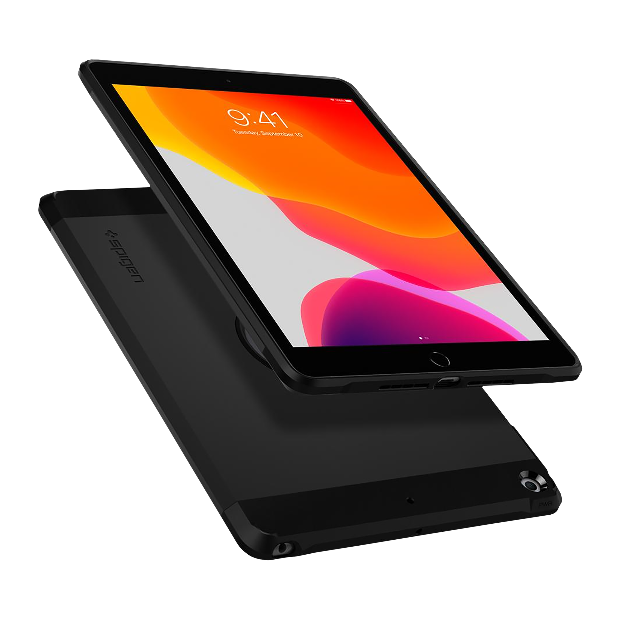 spigen Tough Armor Hard Polycarbonate Back Cover for Apple iPad 10.2 Inch (2021/2020/2019) (Dual Layered Back Protection, Black)