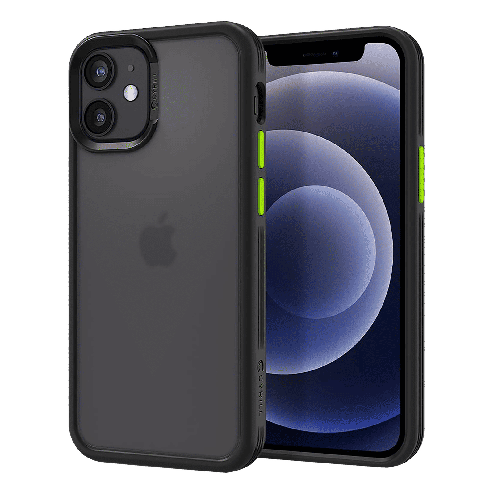 spigen Cyrill Color Brick Hard TPU Polycarbonate Back Cover for Apple  iPhone 12 Mini (Supports Wireless Charging, Black)