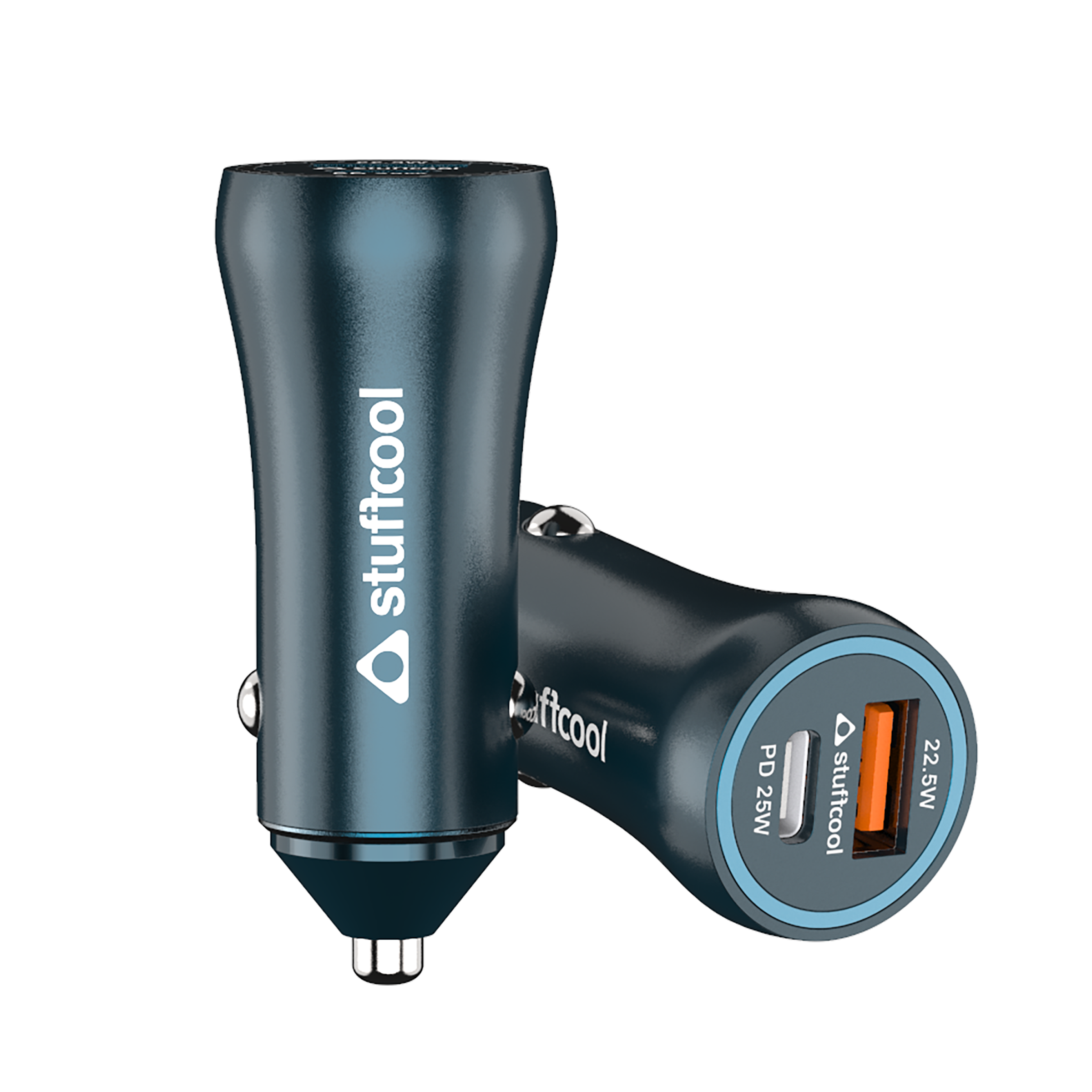 stuffcool Ultimus 47W Type A & Type C 2-Port Fast Car Charger (Adapter Only, Multi-Layer Safety System, Blue)