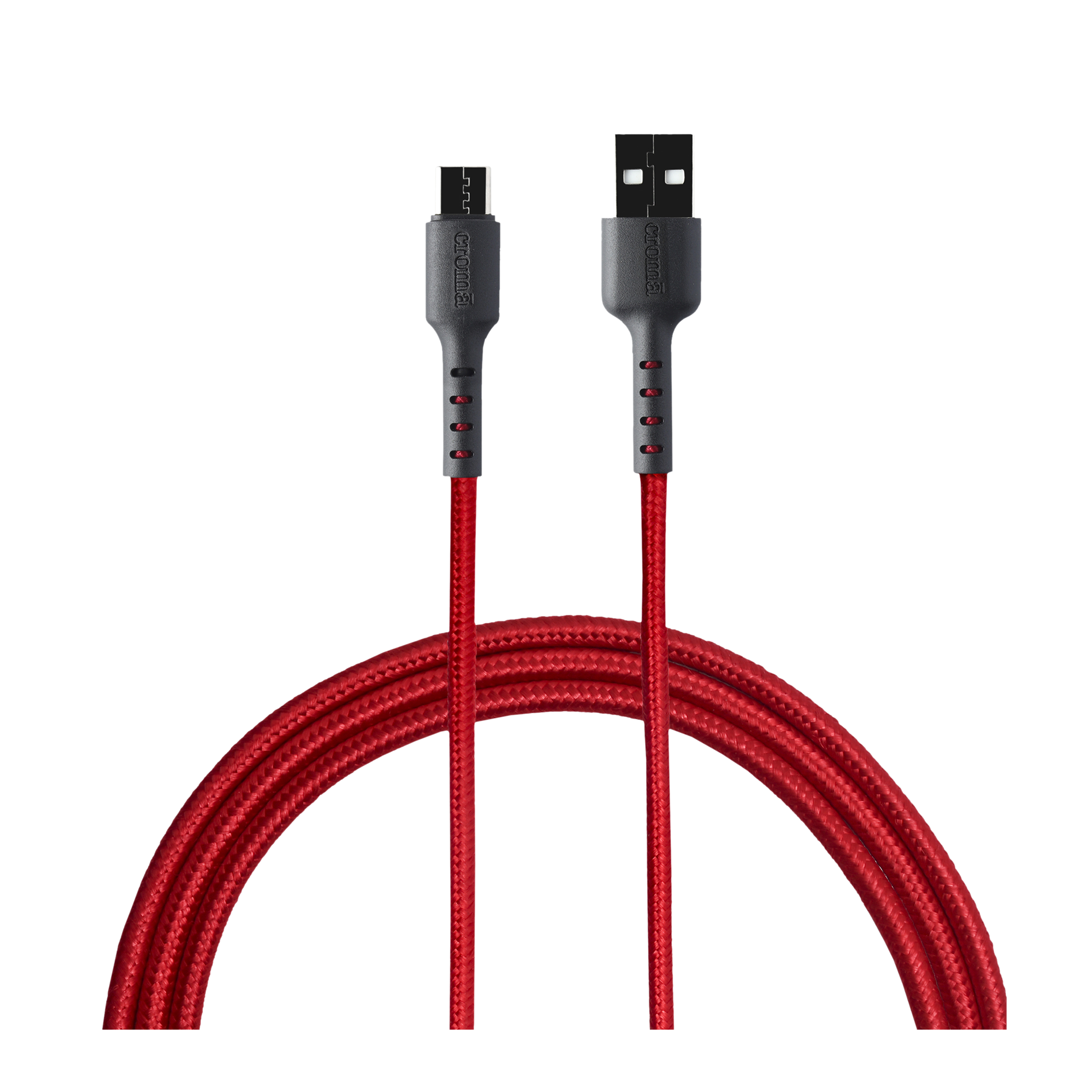 Croma USB 2.0 Type A to USB 2.0 Type C 1 Meter Charging Cable (Braided Outer Exterior, Red)