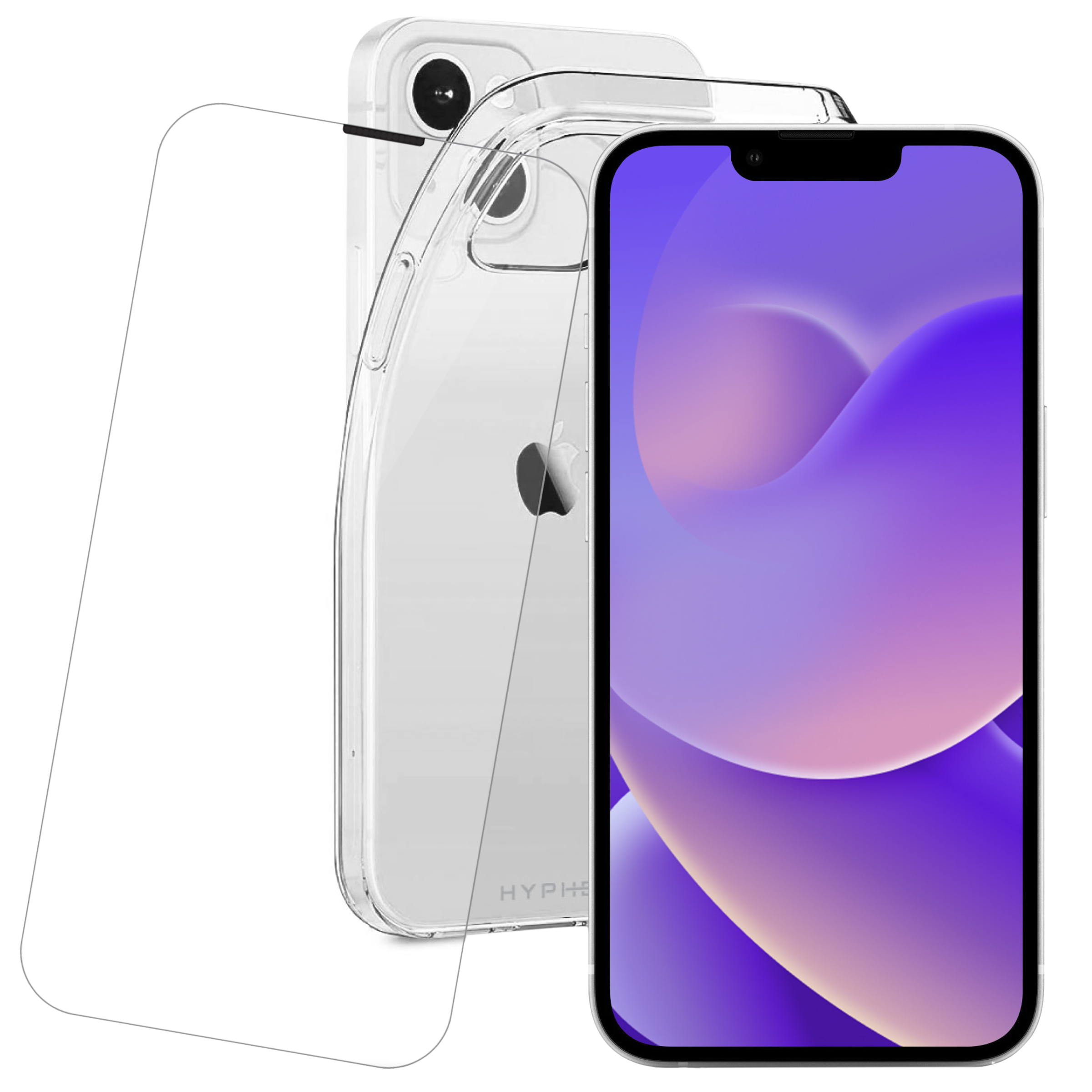 HYPHEN Aire Tempered Glass & TPU, Polycarbonate Back Cover Combo for Apple iPhone 14 Plus (Wireless Charging Compatible, Clear)