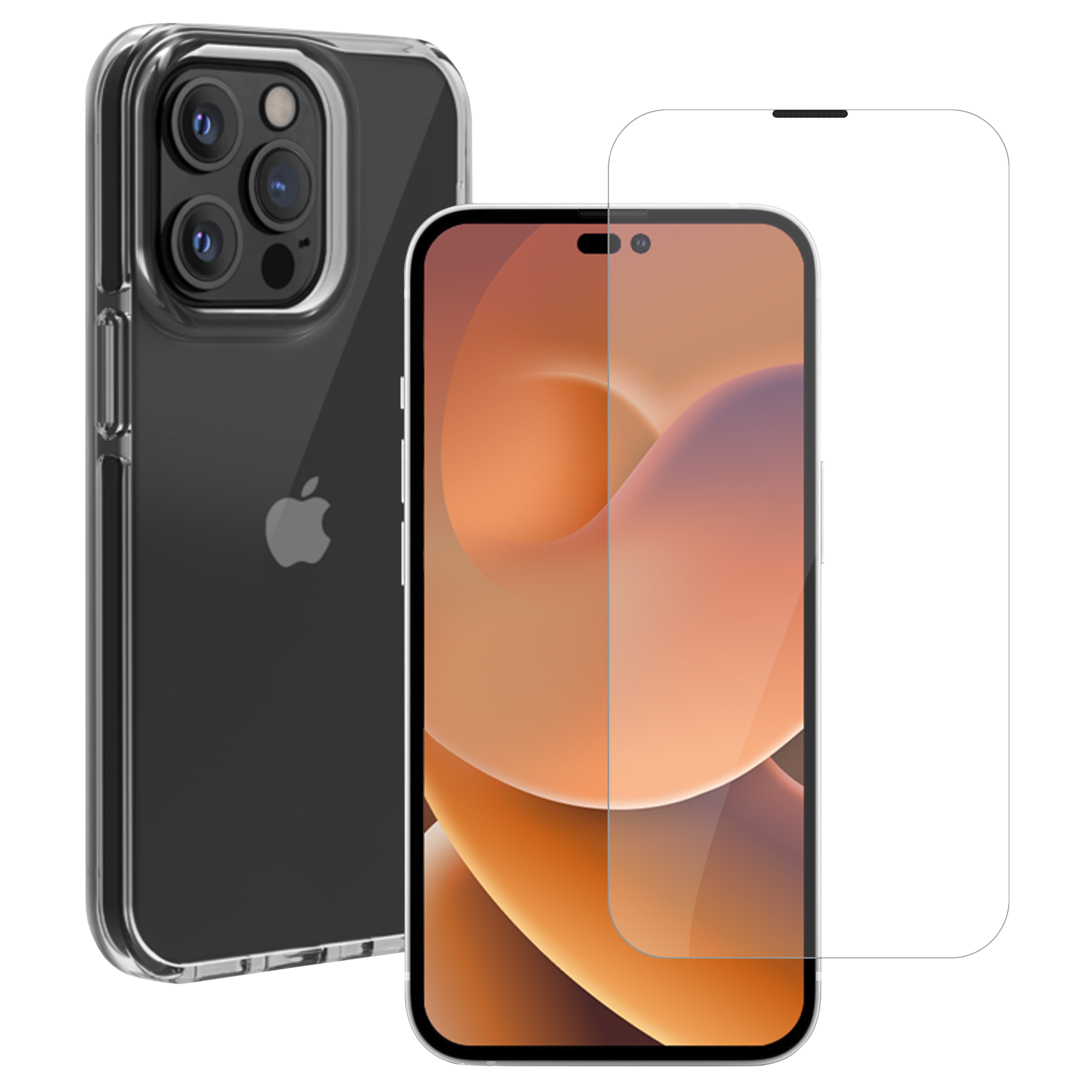 HYPHEN Duro Tempered Glass & TPU, Polycarbonate Back Cover Combo for Apple iPhone 14 Pro Max (Wireless Charging Compatible, Clear)