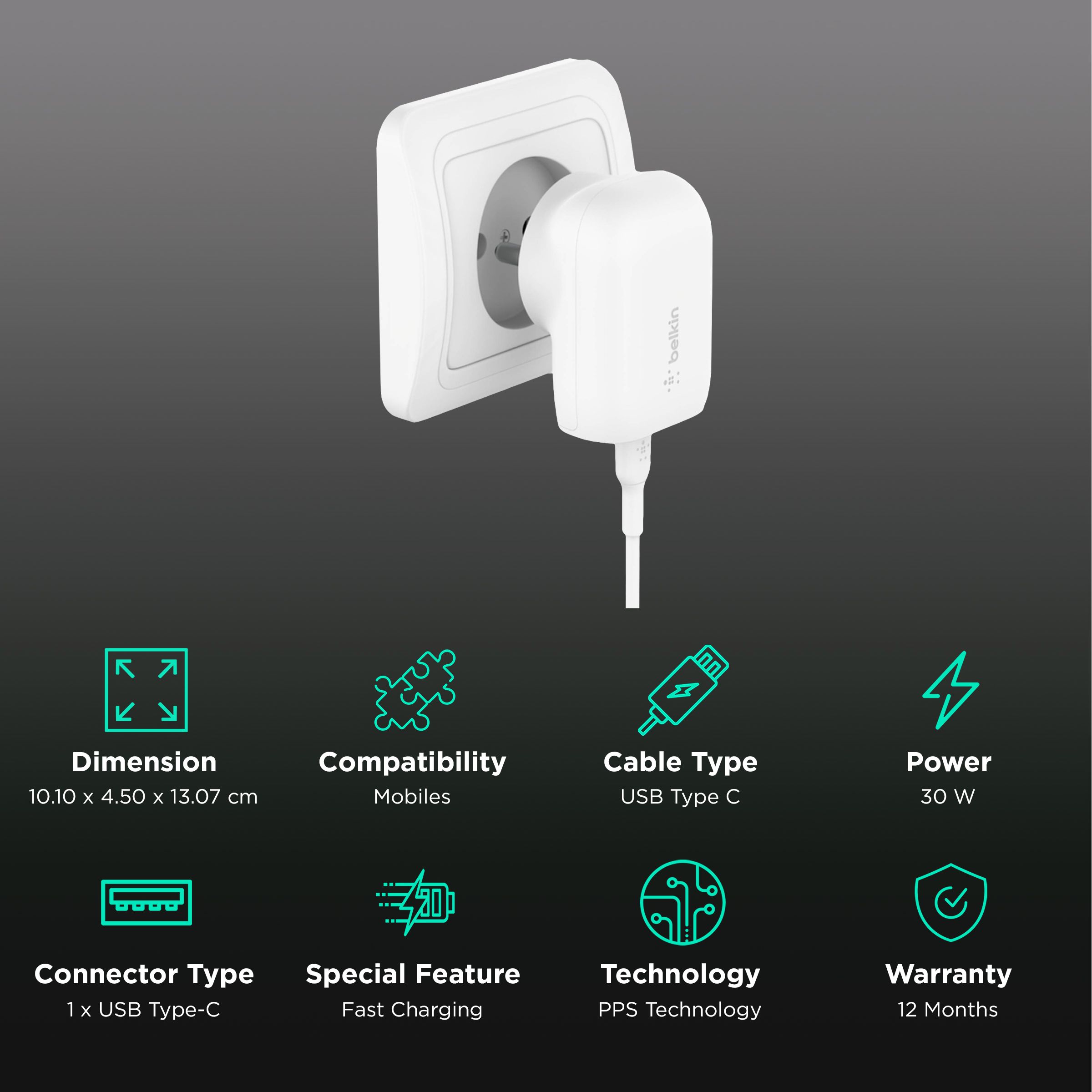 Buy belkin BoostCharge 30W Type C Fast Charger (Adapter Only