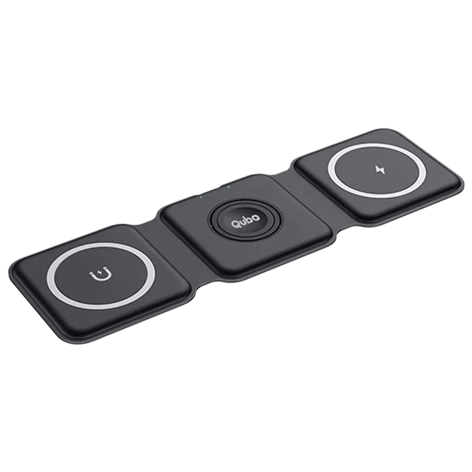 Qubo MagZap Z3 15W 3-in-1 Wireless Charger for iPhone 11, X, 12 & Above, AirPods 3rd G, Pro & iWatch 1, 2, 3, 4, 5, 6, SE, 7 (Short Circuit Control, Black)