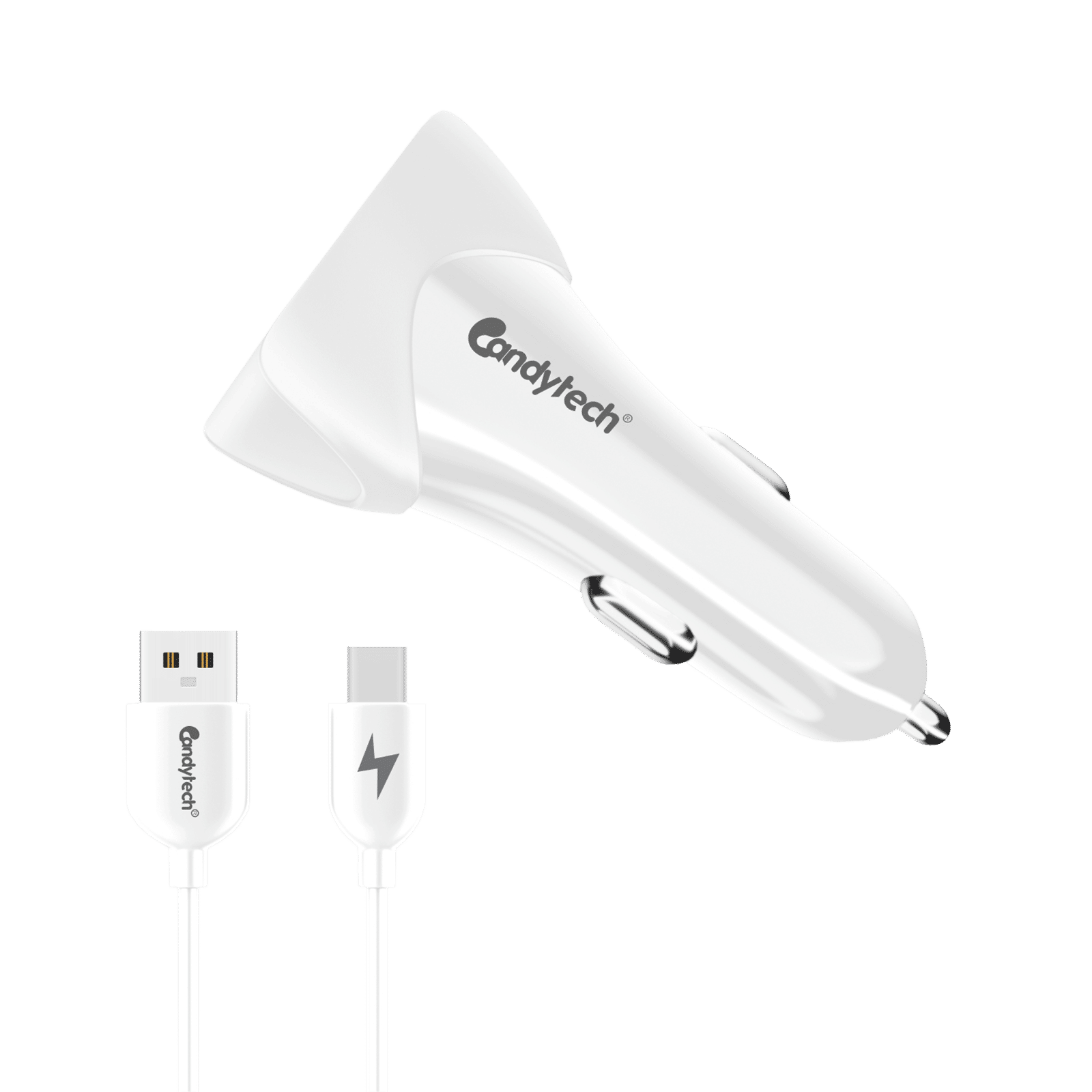 Candytech 3 Ampere 2 USB Ports Car Charging Adapter (Qualcomm Certified, CC-15, White)
