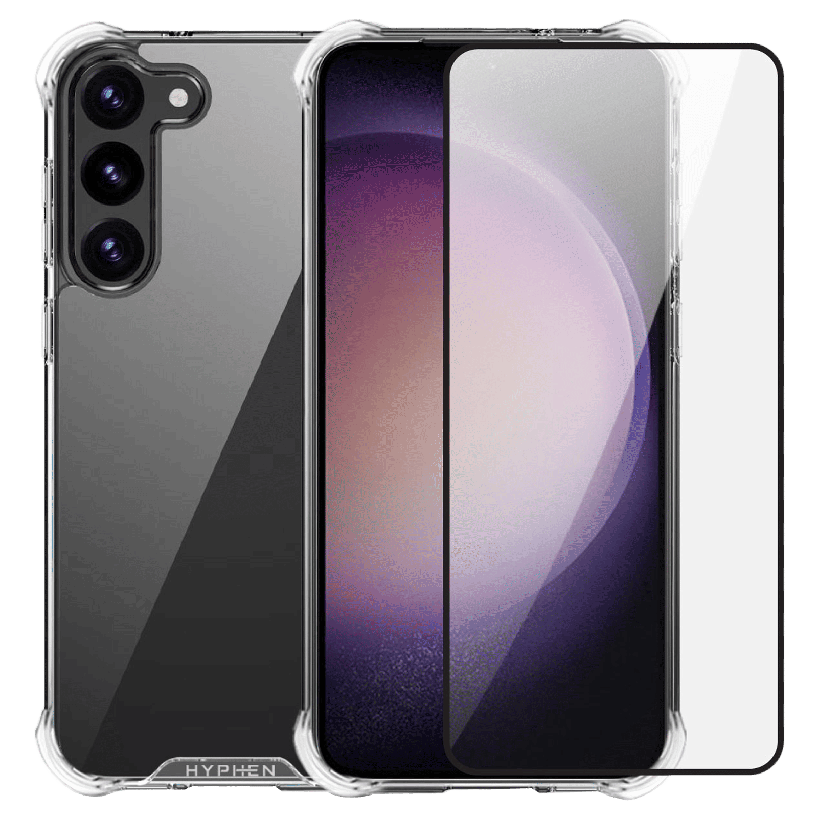 HYPHEN TPU Back Cover & Tempered Glass for Samsung S23 Plus (Wireless Charging Compatible, Transparent)-image-0