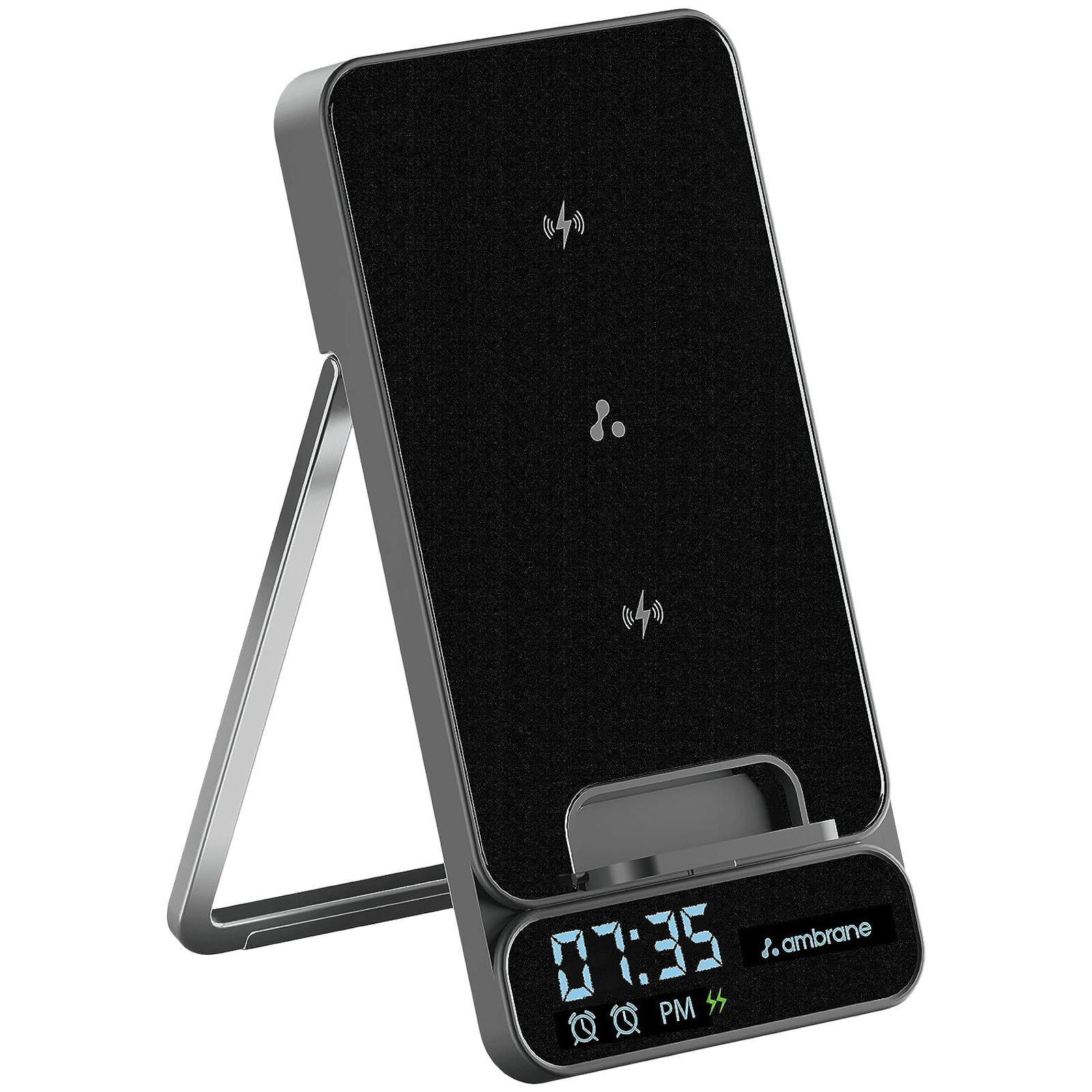 ambrane Powerpod Pro 15W Wireless Charger for iOS, Android, Earbuds and Smart Watch (Smart Power Management, Black)