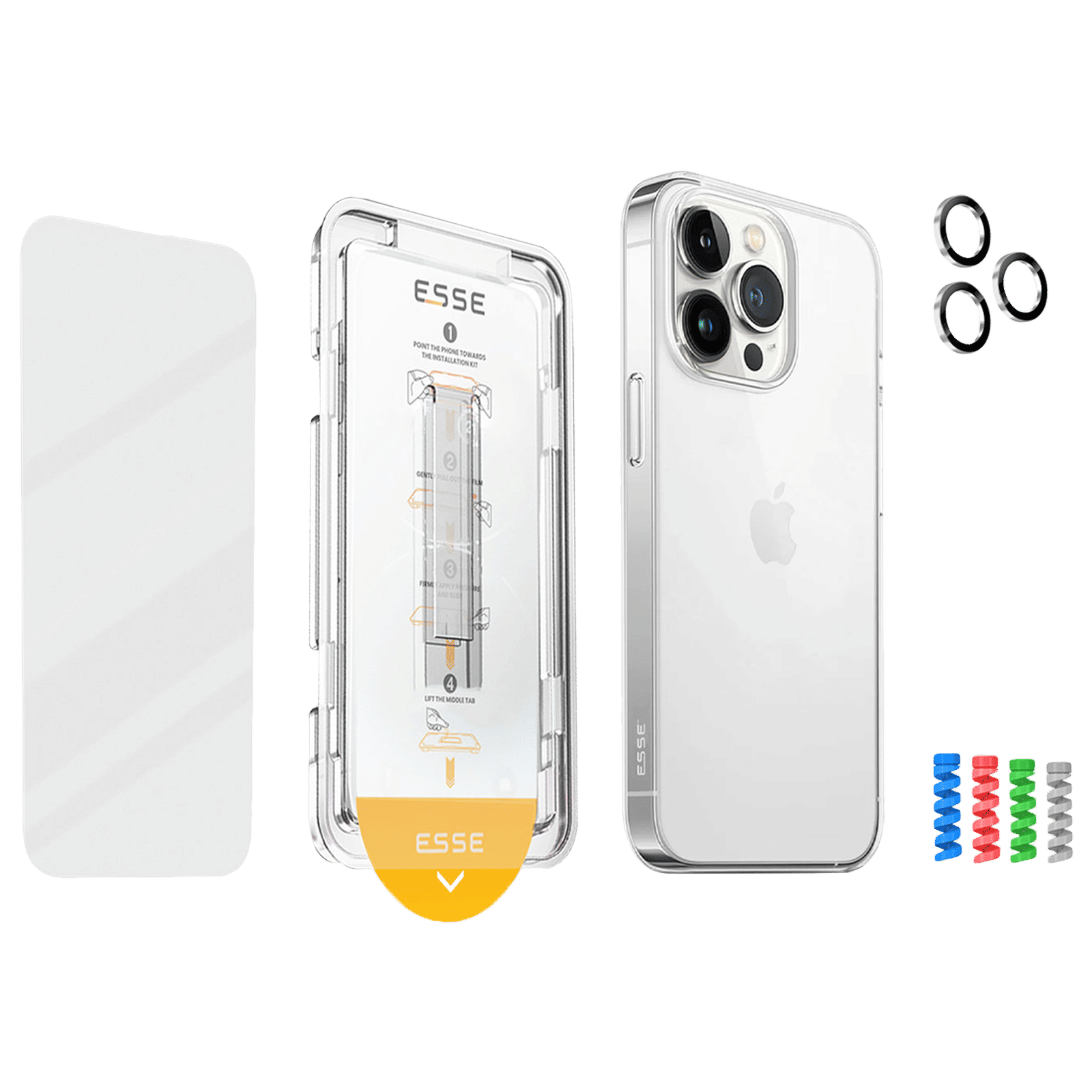 ESSE Armor360 Back Case, Tempered Glass, Cam and Cable Protector 4in1 Combo for iPhone 15 Pro Max (Microdots Technology, Transparent)-image-3