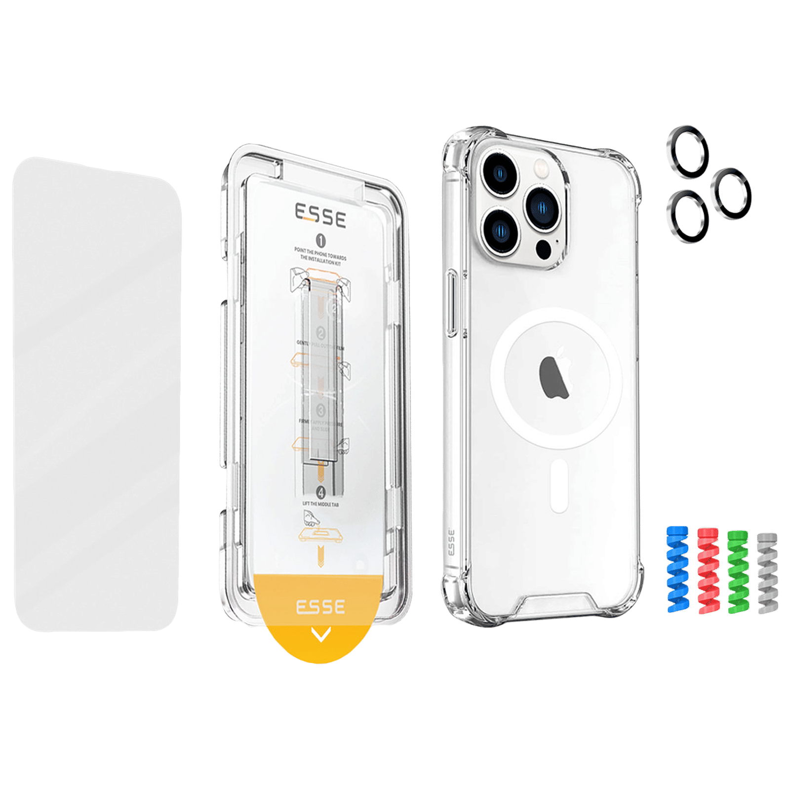 ESSE Armor360 Tufskin MagSafe Case, Tempered Glass, Cam and Cable Protector 4in1 Combo for iPhone 15 Plus (Anti Glare Glass, Transparent)-picture-18
